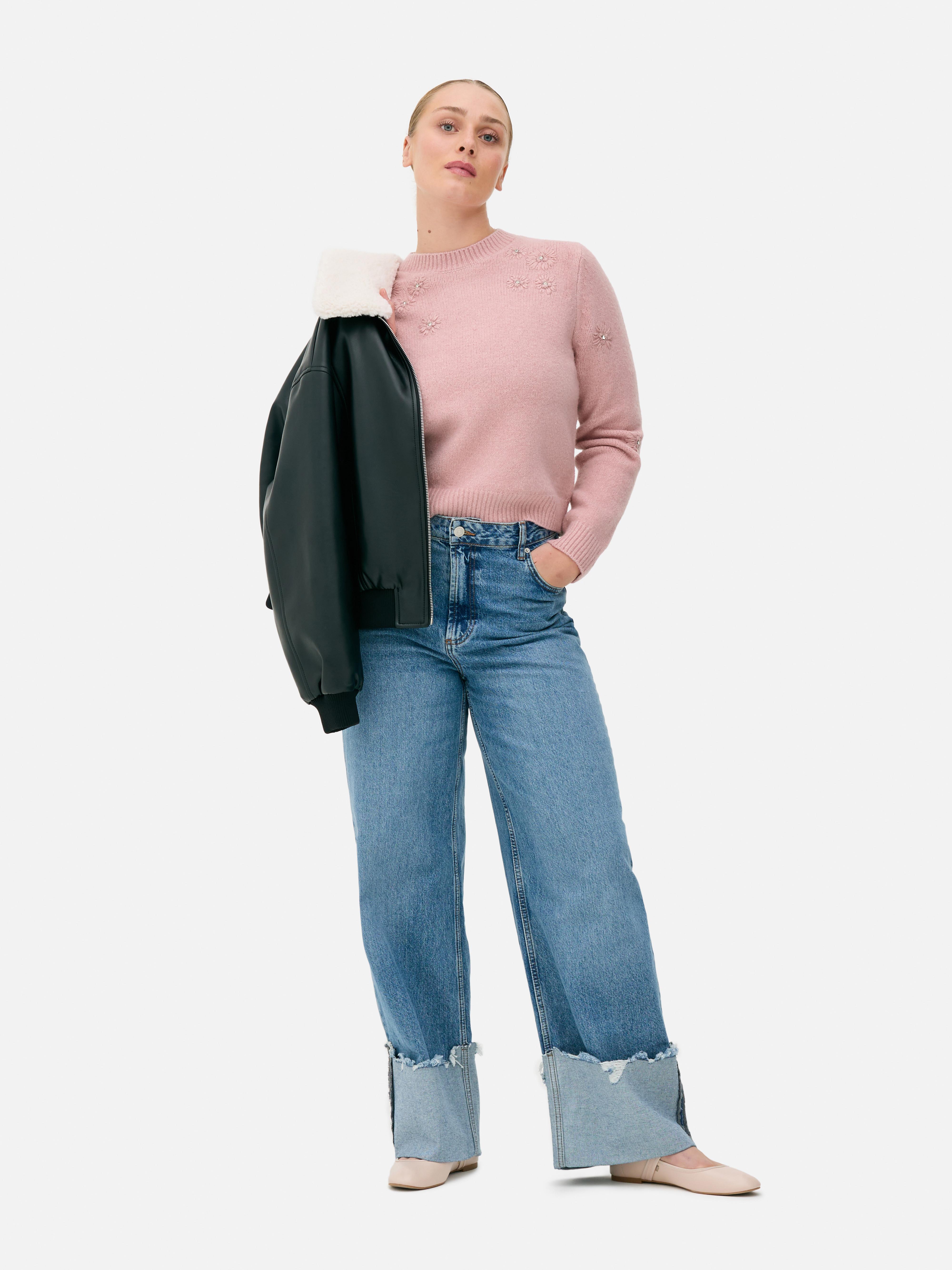 Maglione floreale ricamato