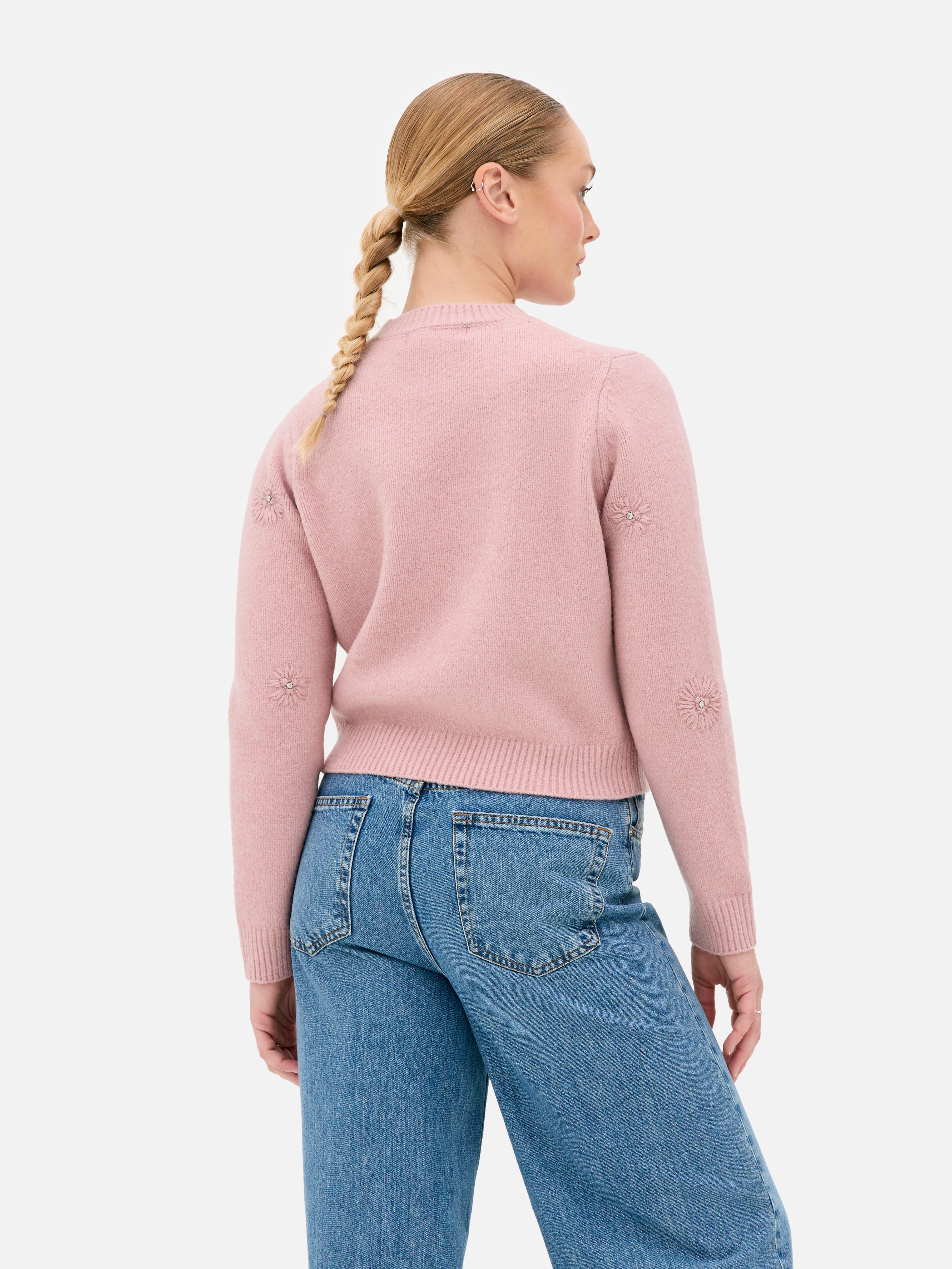 Maglione floreale ricamato