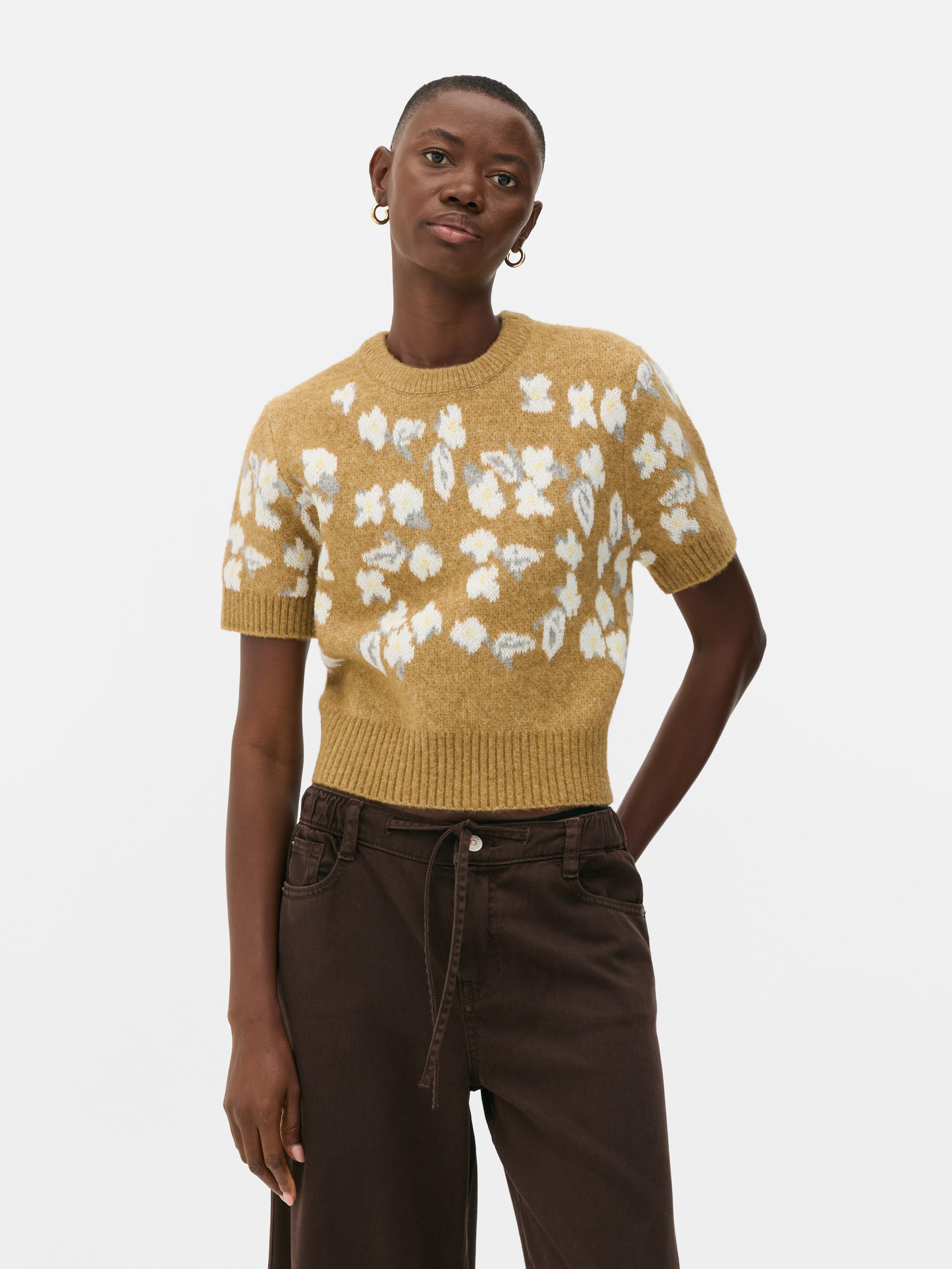 Jersey de punto jacquard con diseño floral