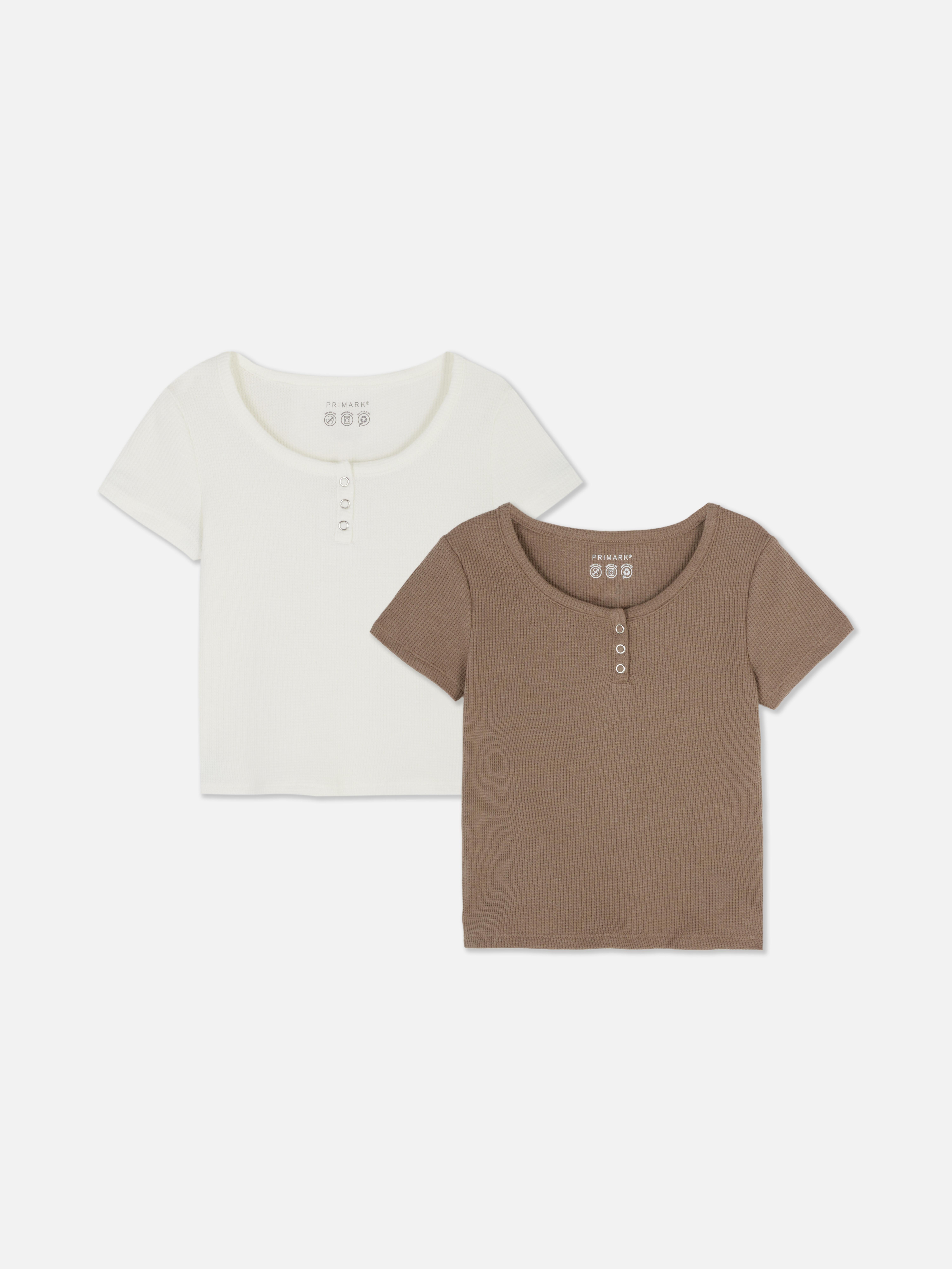 7–15 Jahre | Henley-T-Shirts mit Waffelstruktur, 2er-Pack