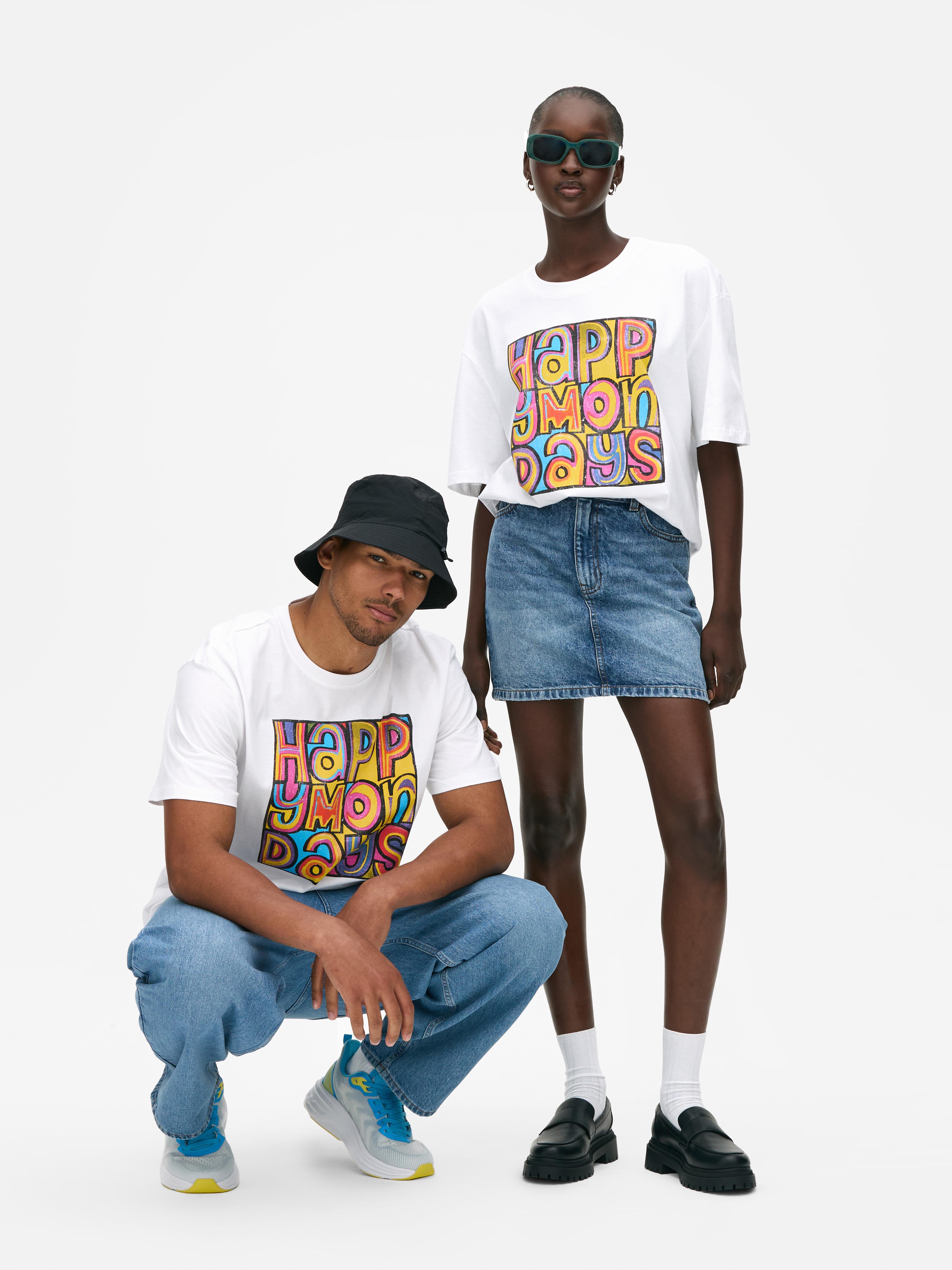 „Happy Mondays“ T-Shirt mit Grafik