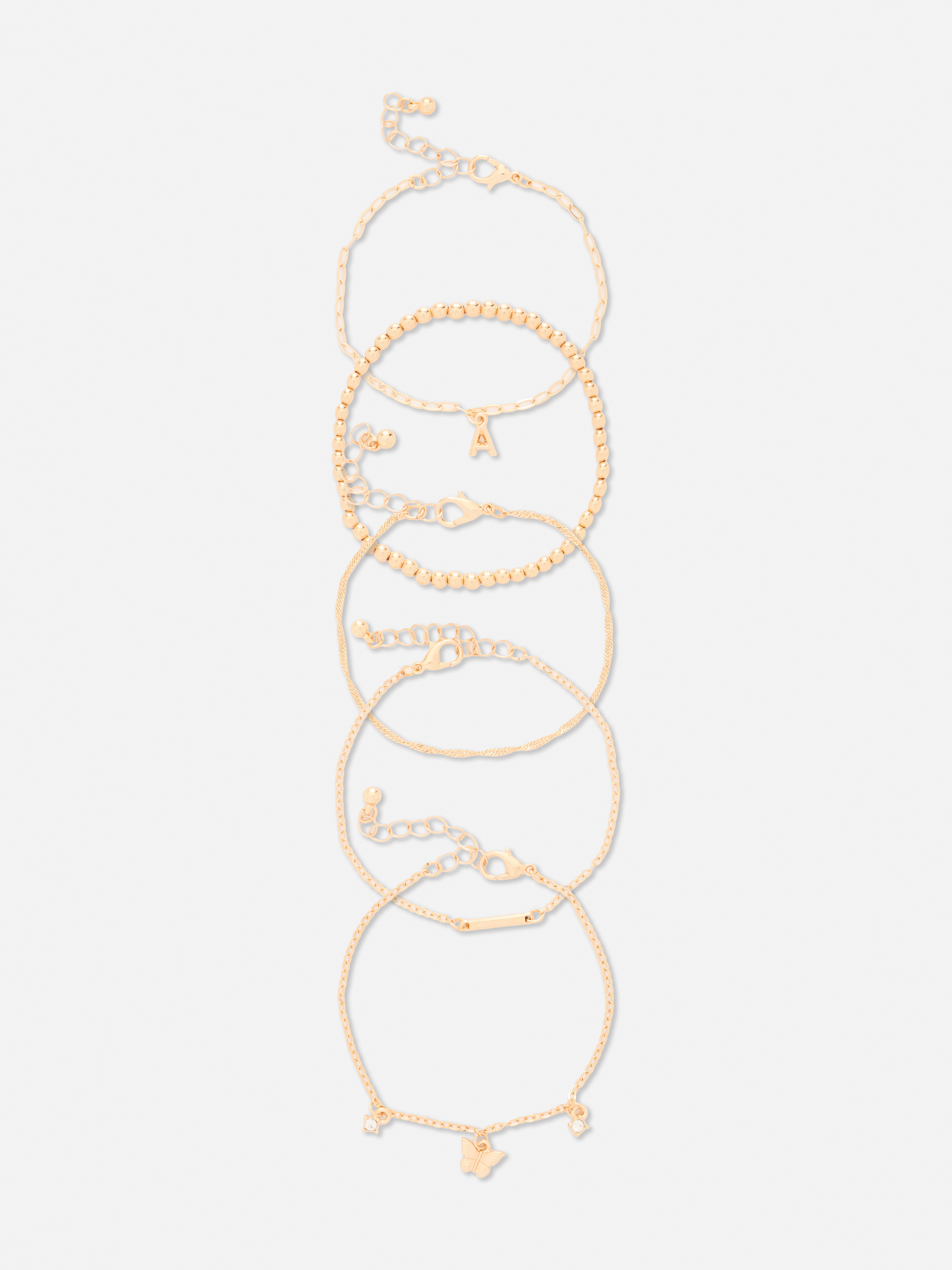 5-Pack The Edit Butterfly Initial Bracelets