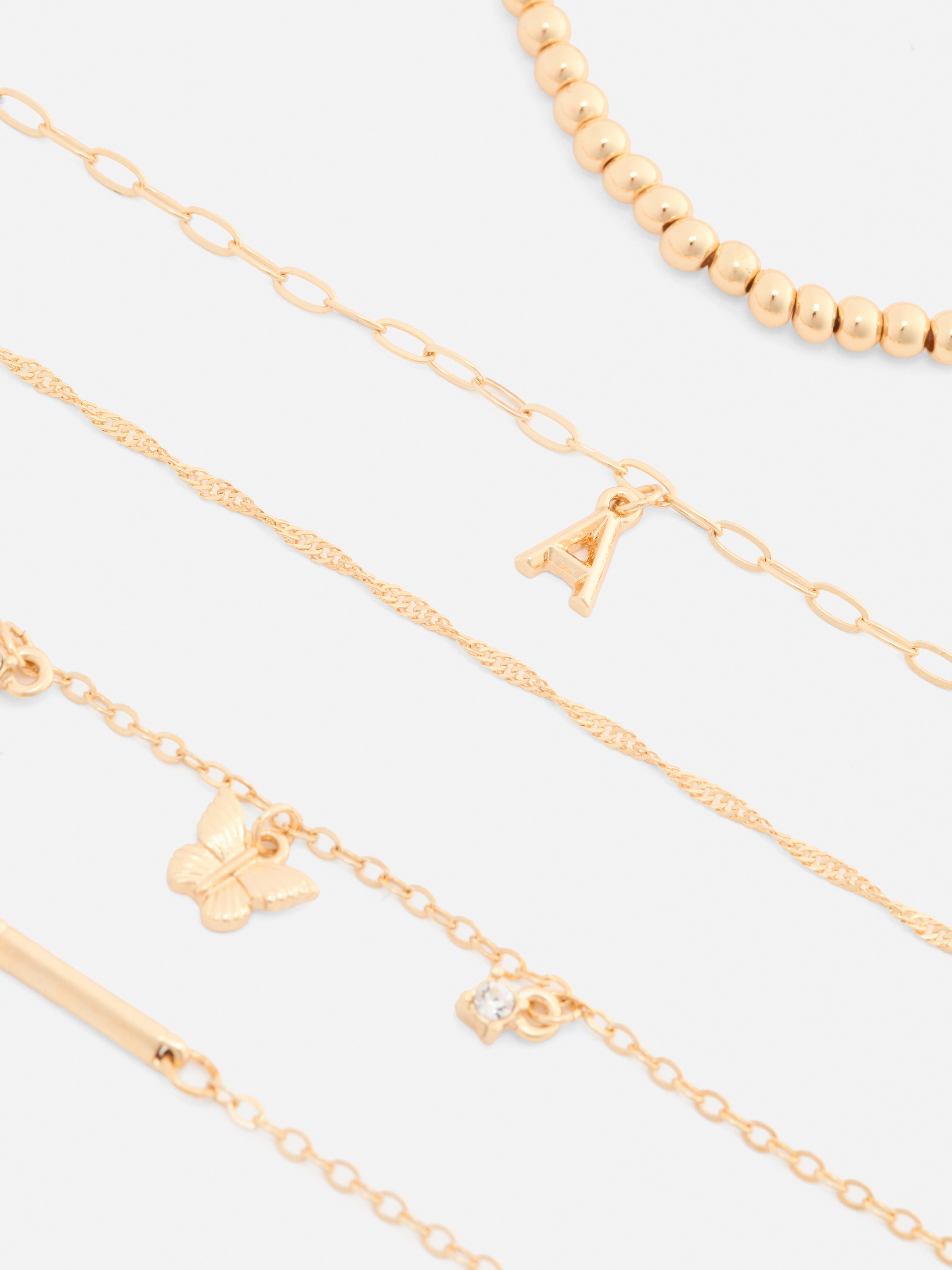 5-Pack The Edit Butterfly Initial Bracelets