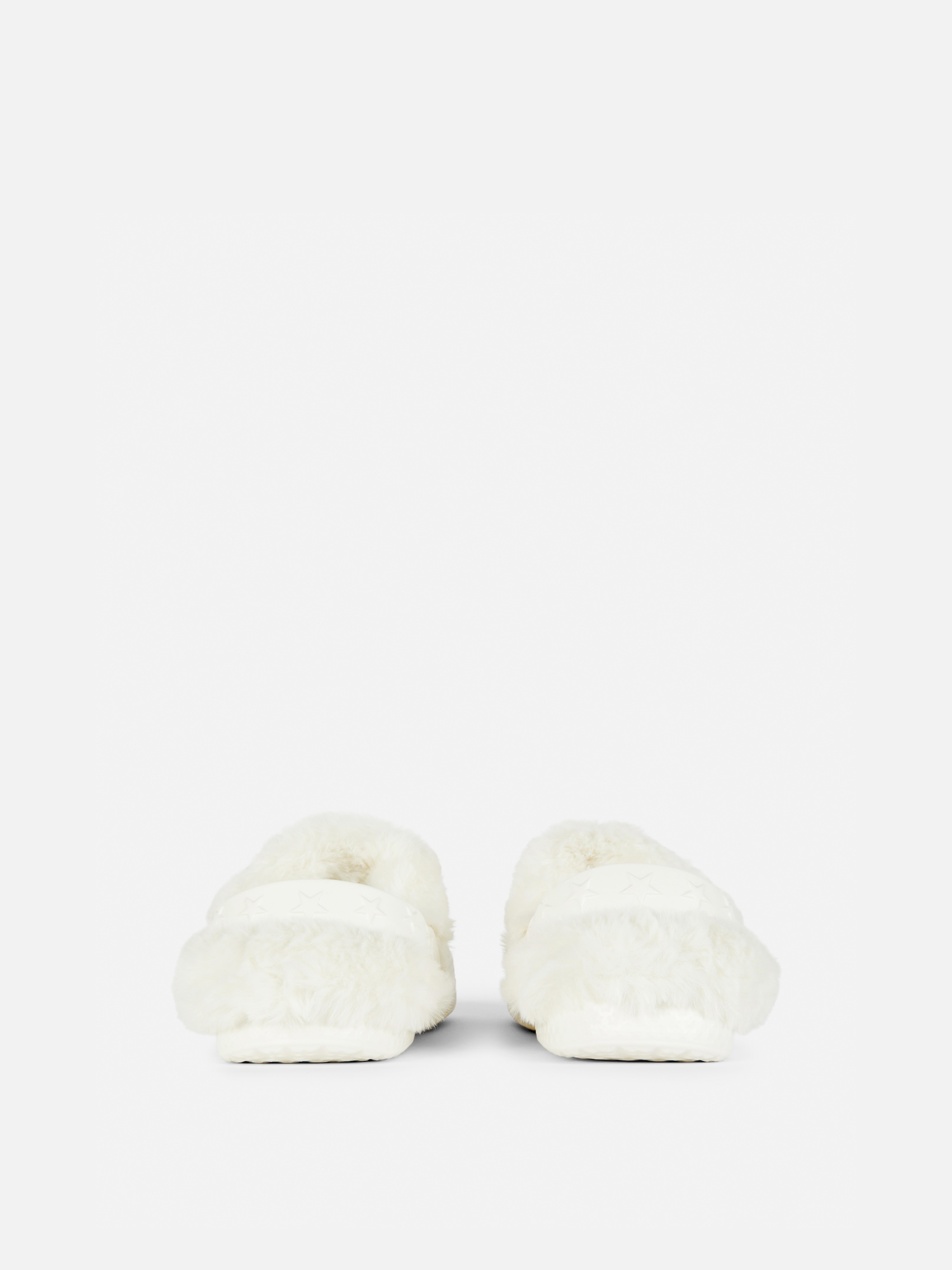 Bow Faux Fur Lined Clog Slippers