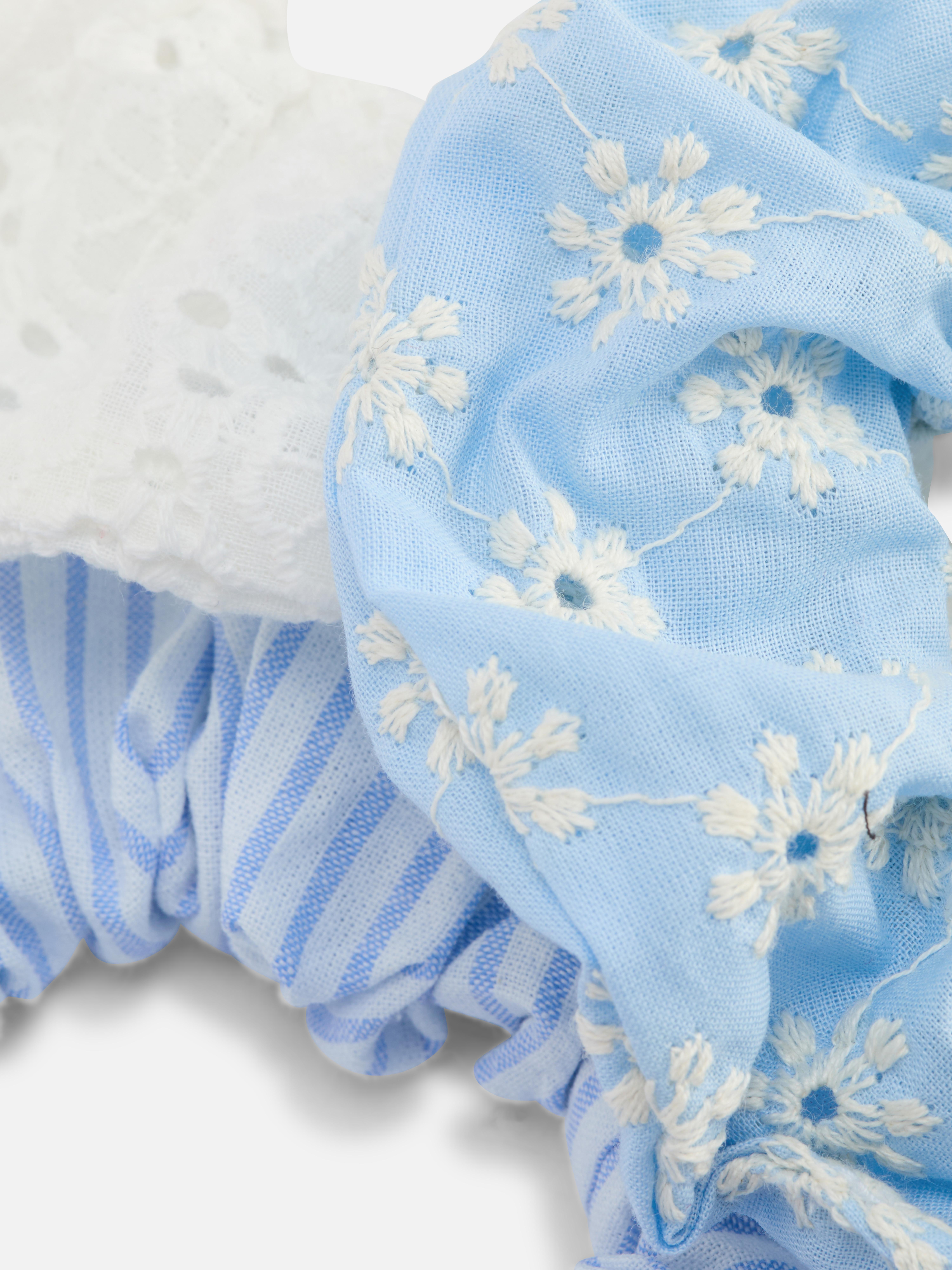 3pk Embroidered Scrunchies