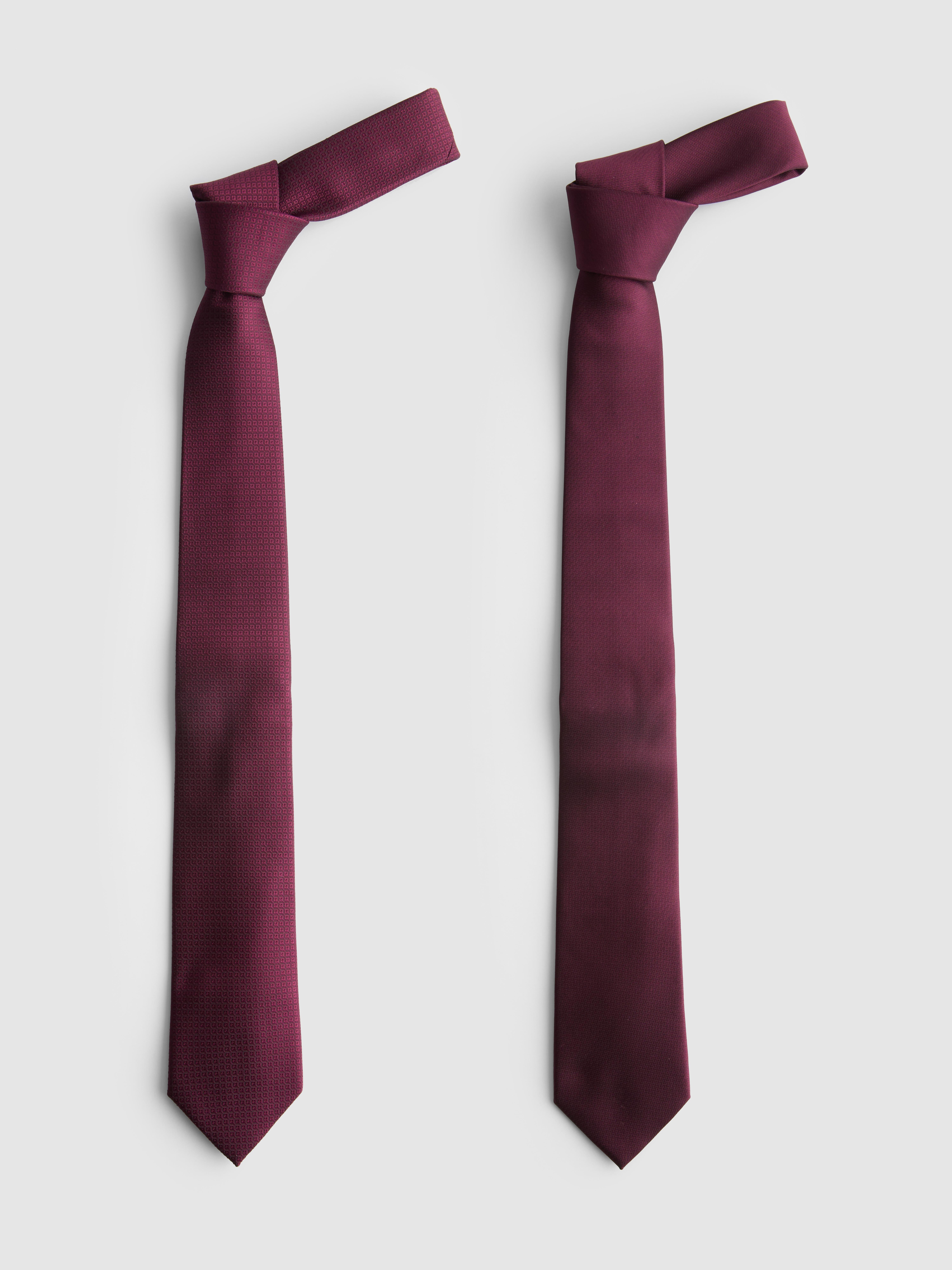 Twin Pack Patterned Ties Burgundy