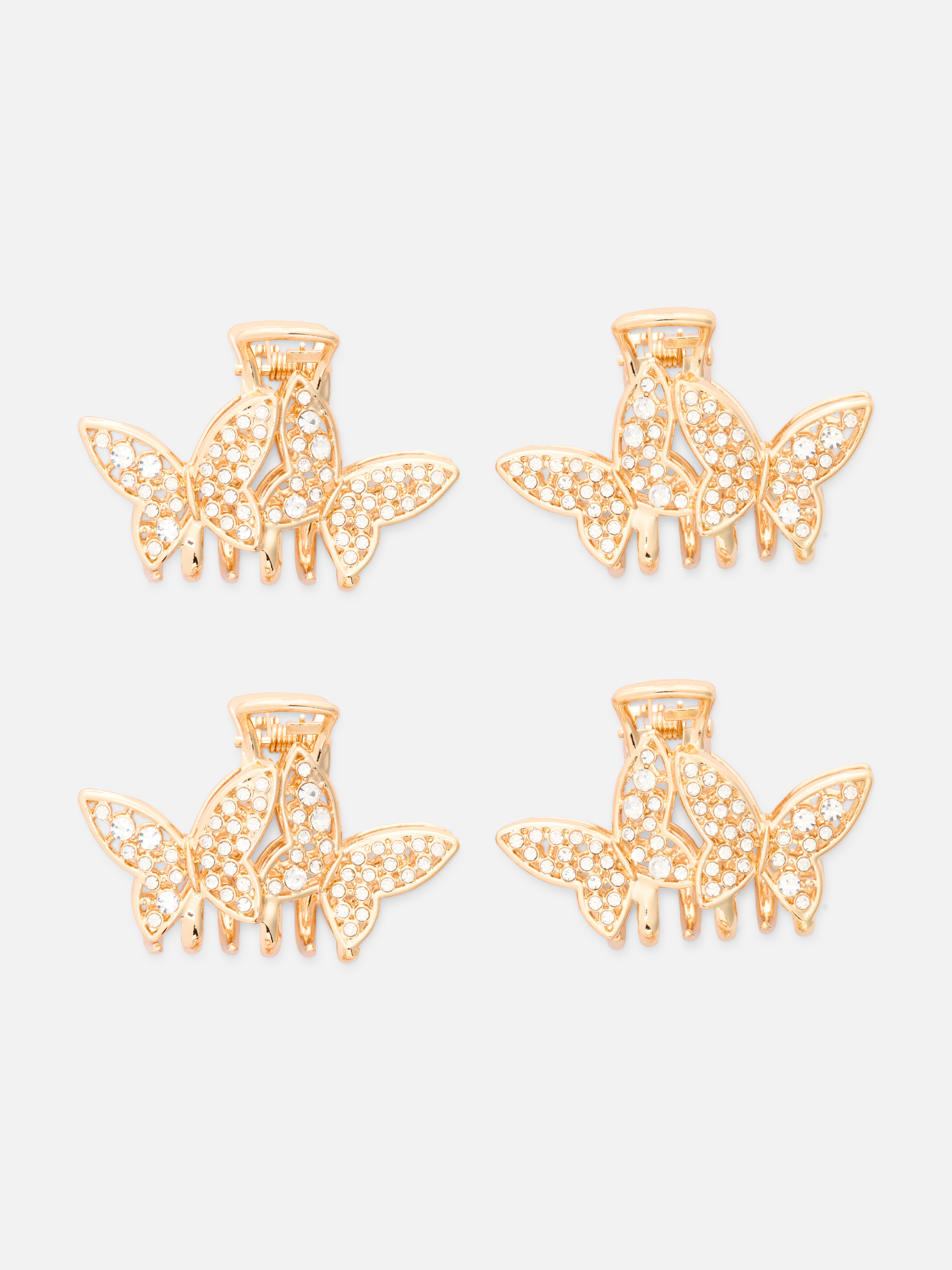 Lot de 4 pinces papillons fantaisie
