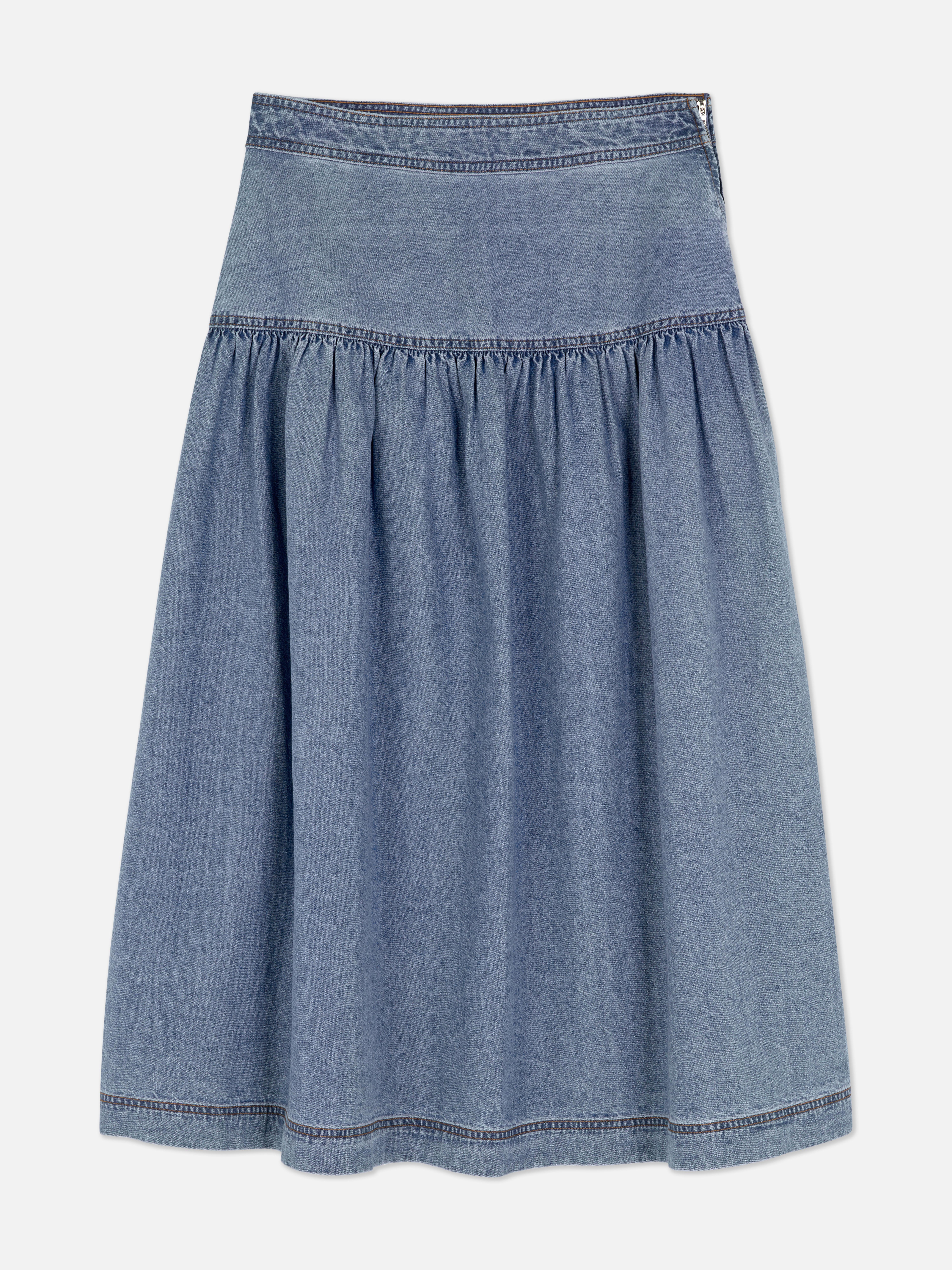 Gonna longuette in denim svasata