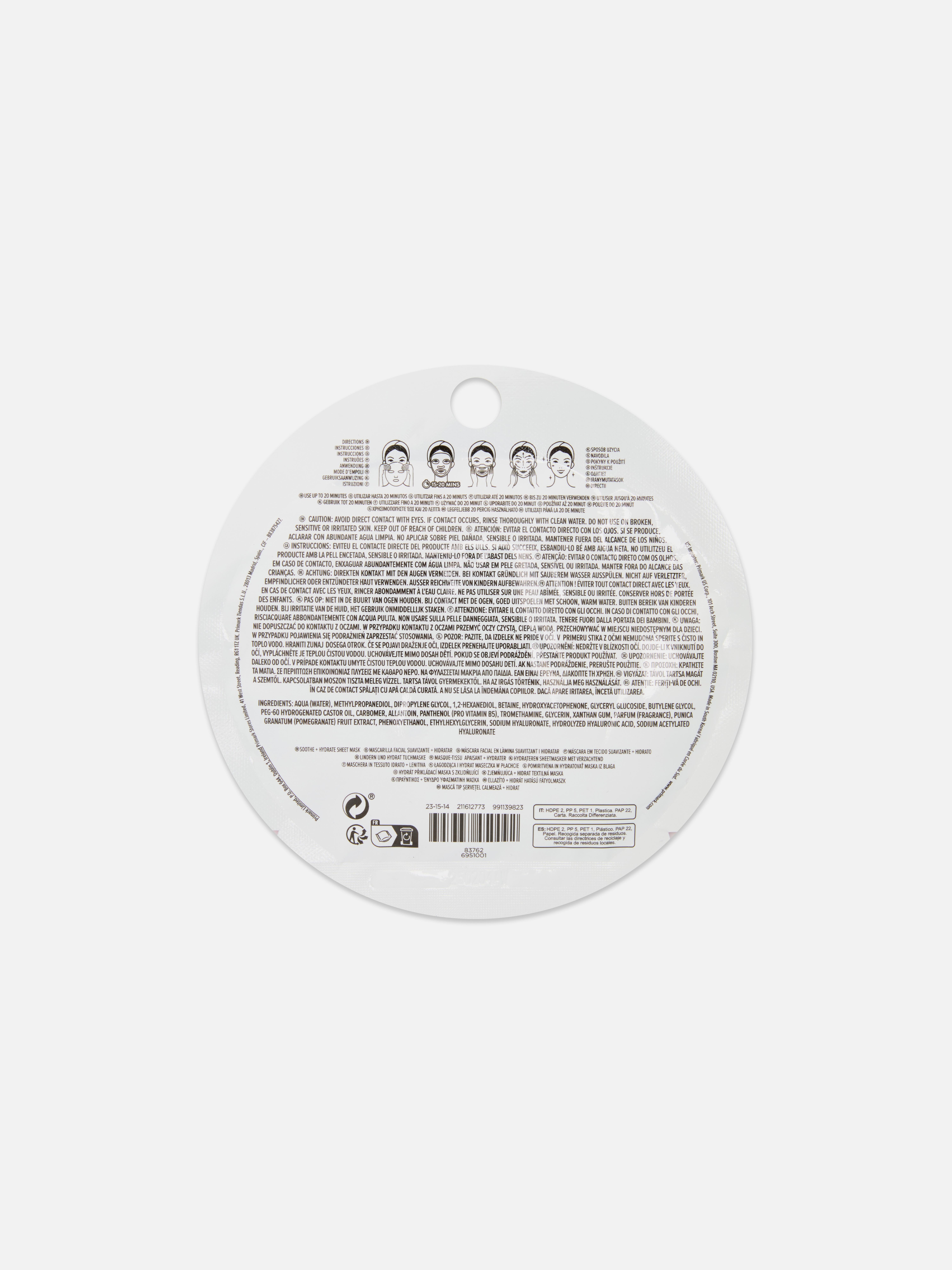 PS... Coconut Water and Pro Vitamin B5 Sheet Mask