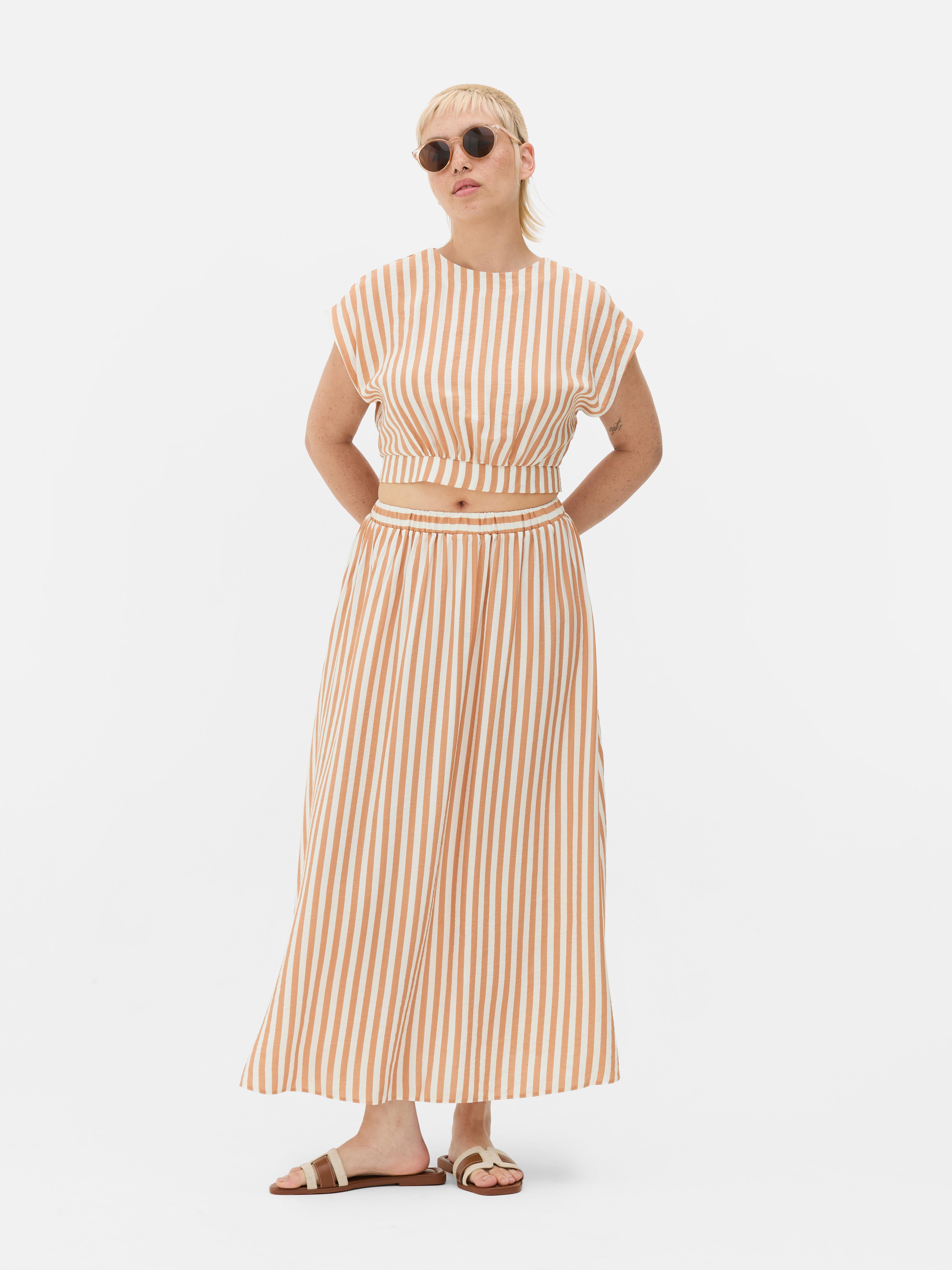 Spódnica midi w pionowe paski