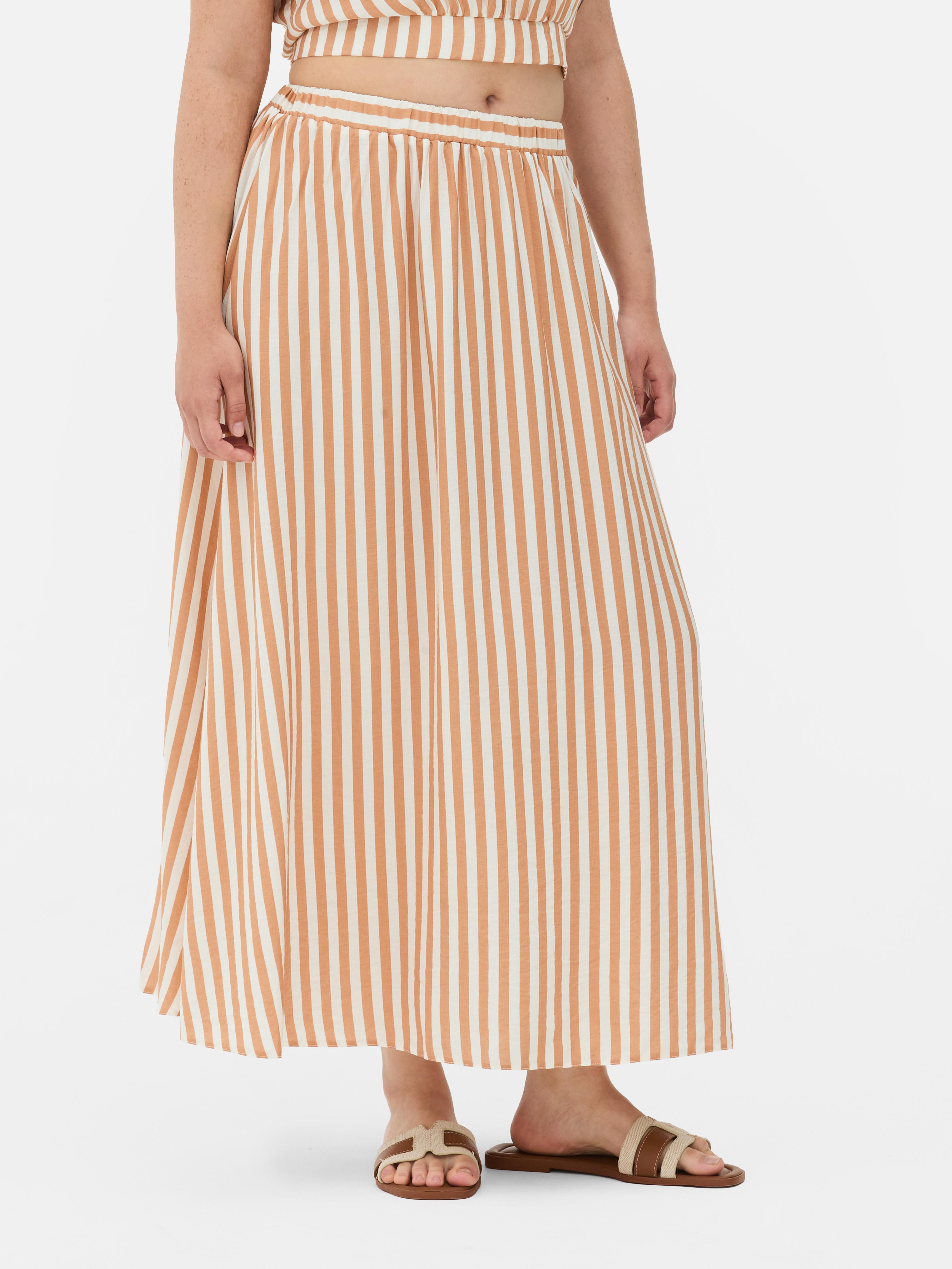 Falda midi a rayas verticales