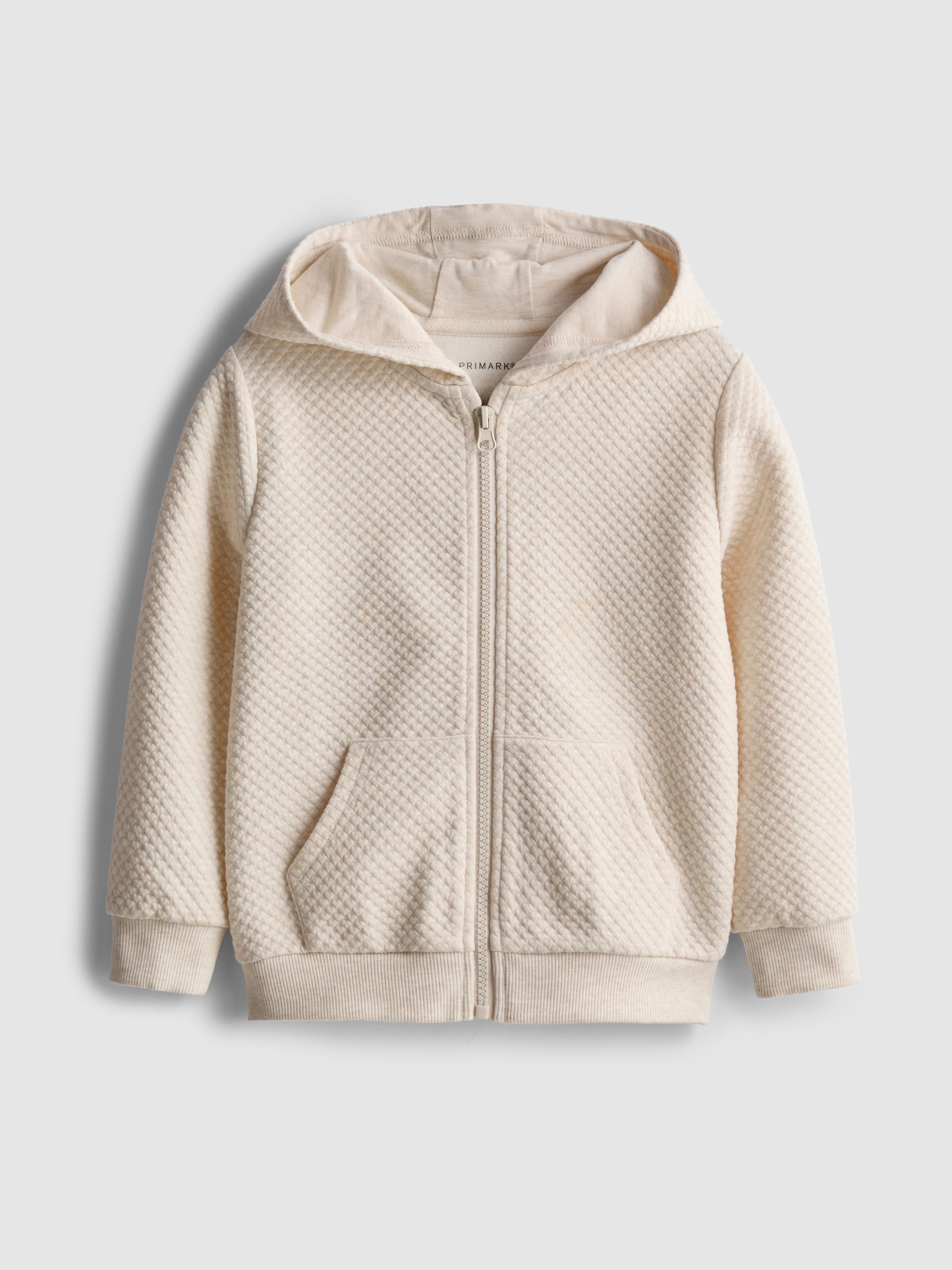 Girls Oatmeal 1.5-8yrs | Textured Zip-Up Hoodie