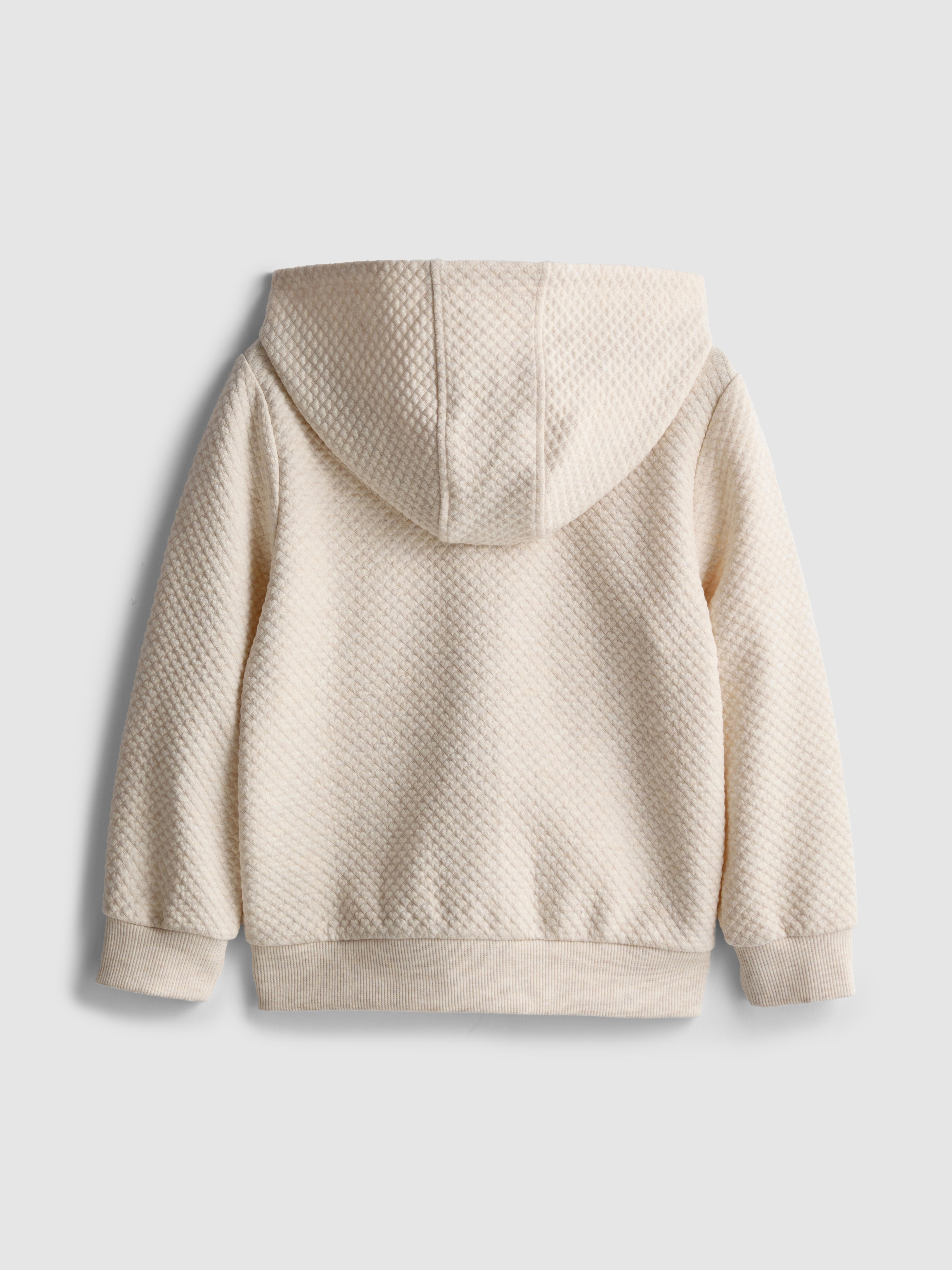 Girls Oatmeal 1.5-8yrs | Textured Zip-Up Hoodie