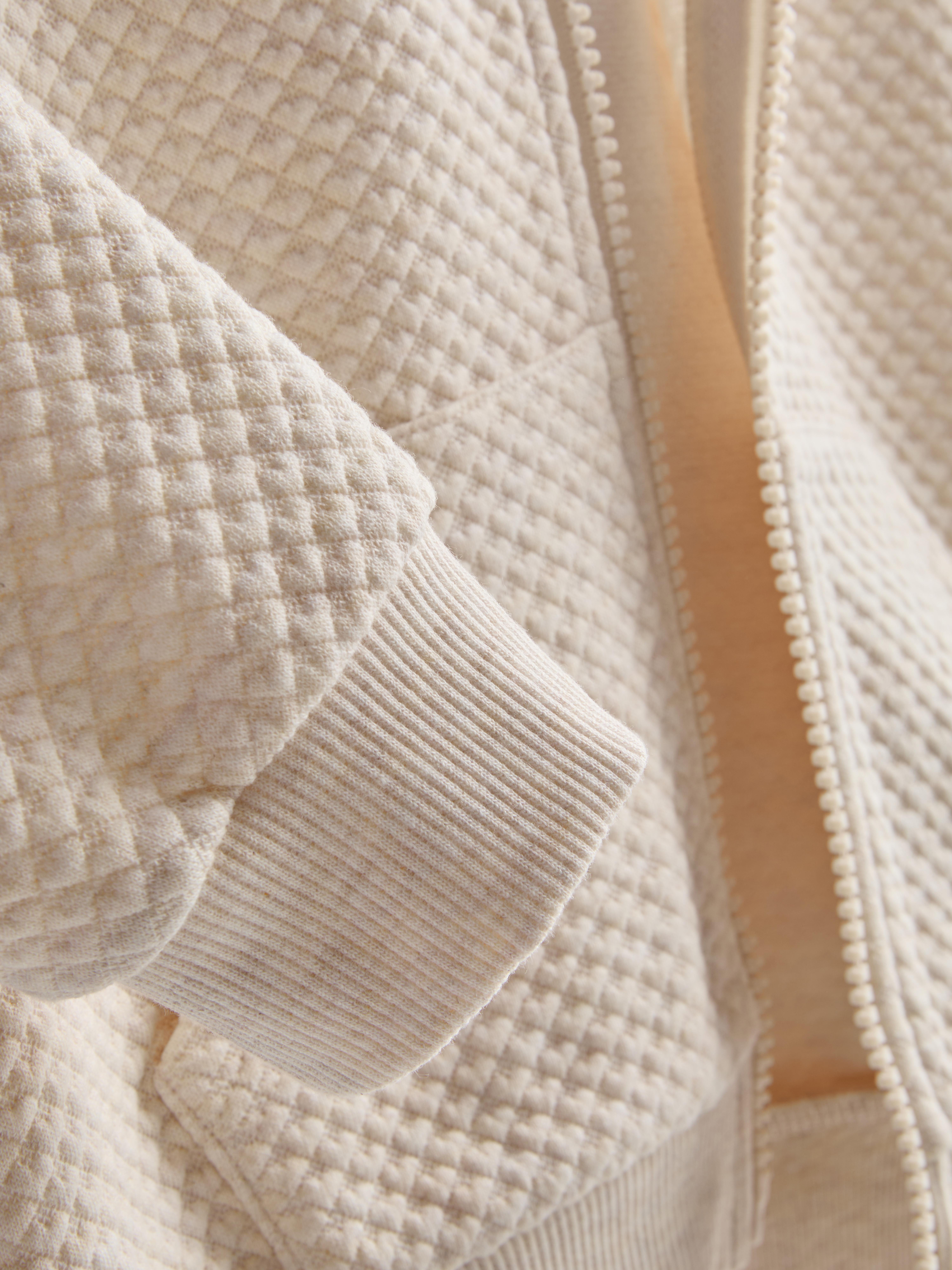 Girls Oatmeal 1.5-8yrs | Textured Zip-Up Hoodie