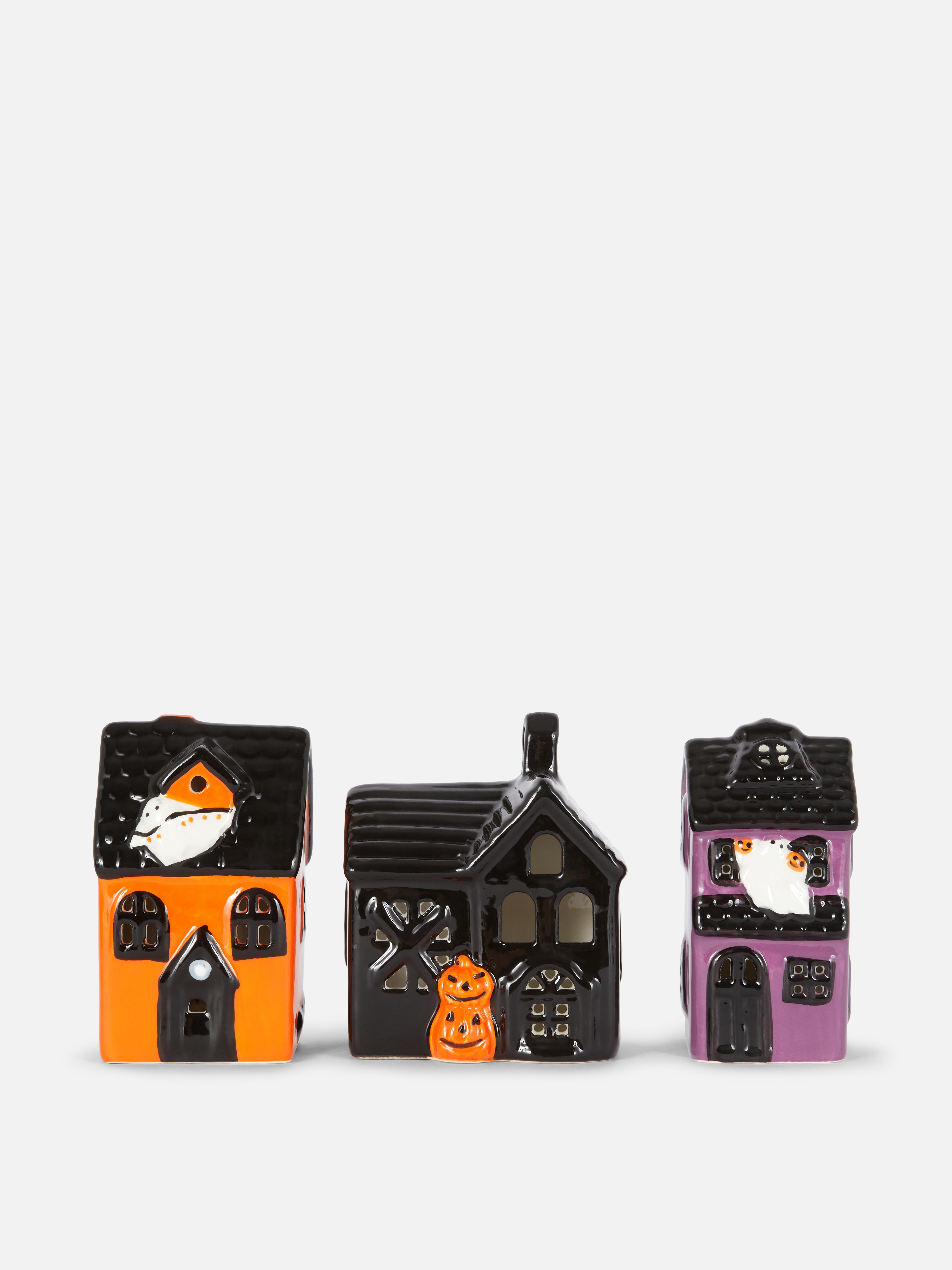 Halloween-huisjes met ledverlichting, set van 3