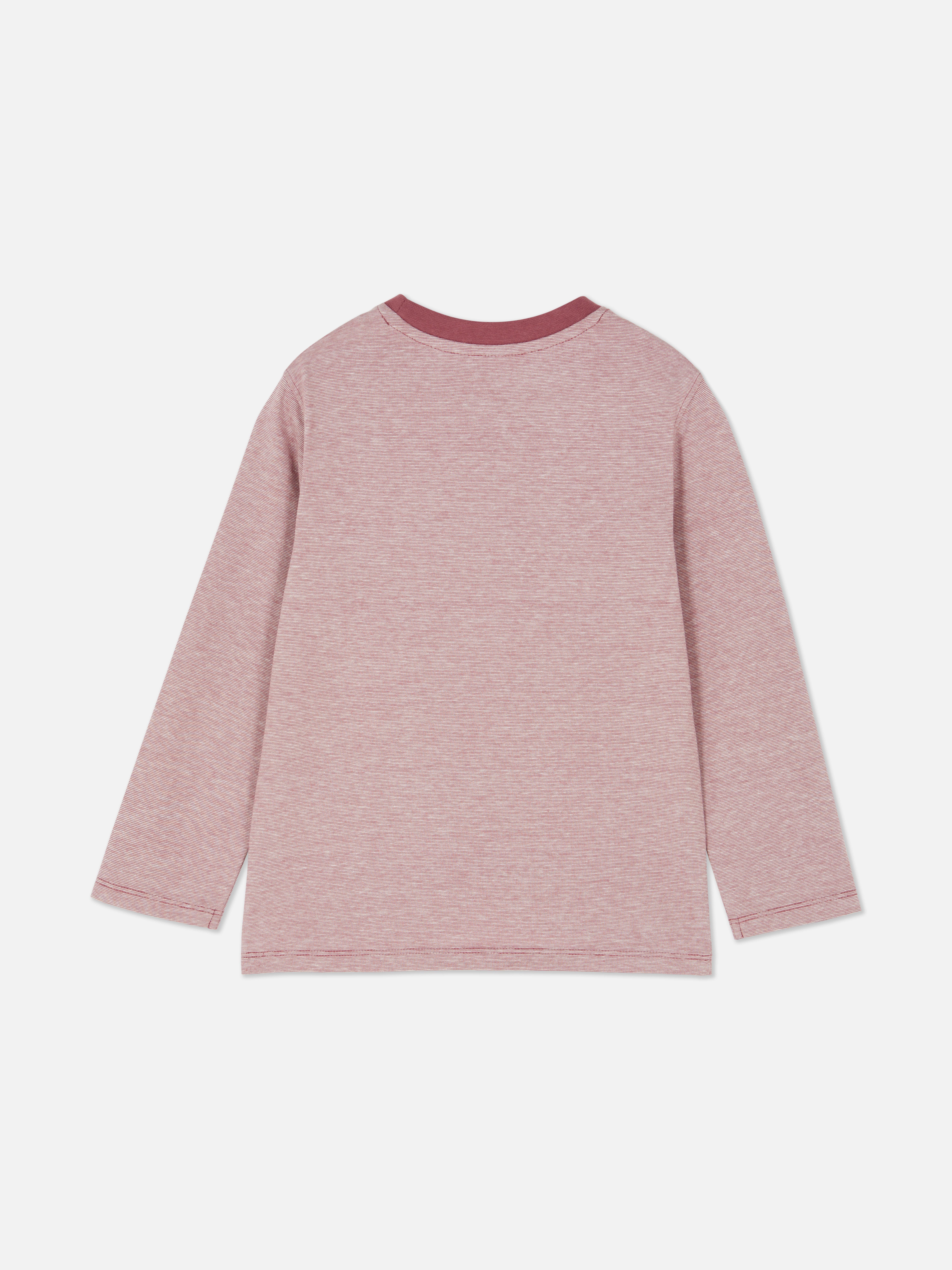 Boys Burgundy Pinstripe Long Sleeve T-Shirt