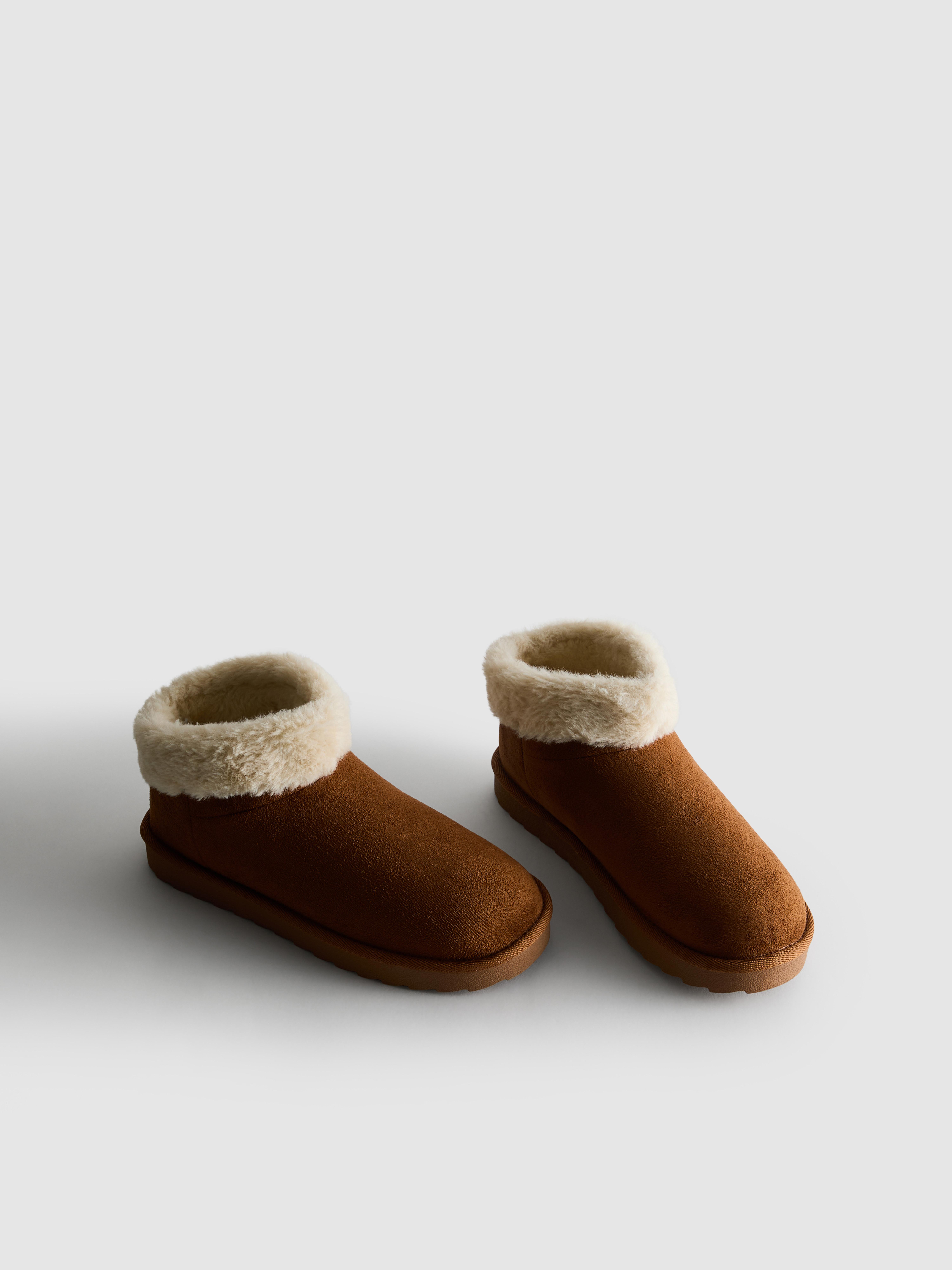 Faux Fur Trim Snug Ankle Boots