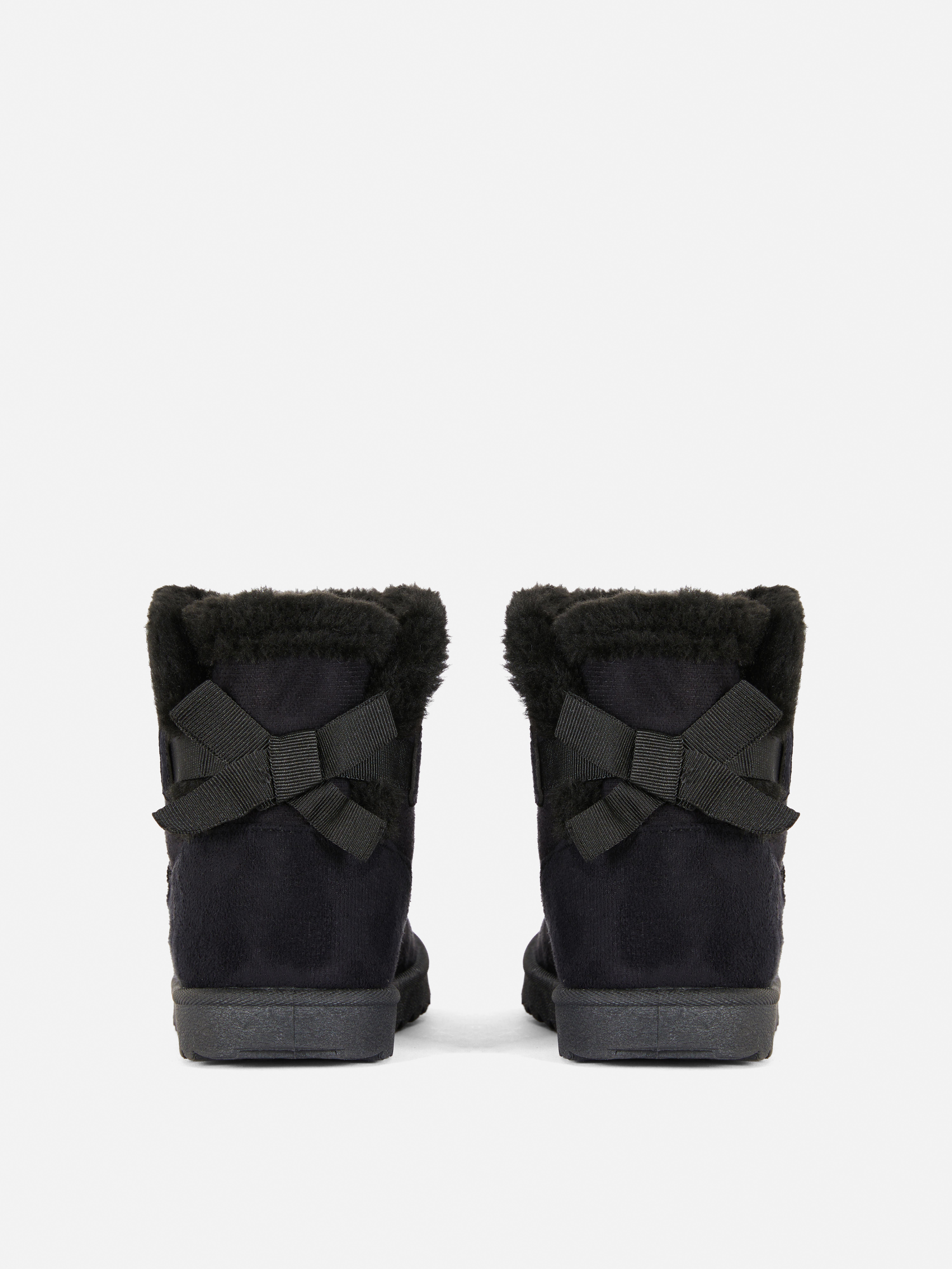 Bow Faux Fur Trim Ankle Boots