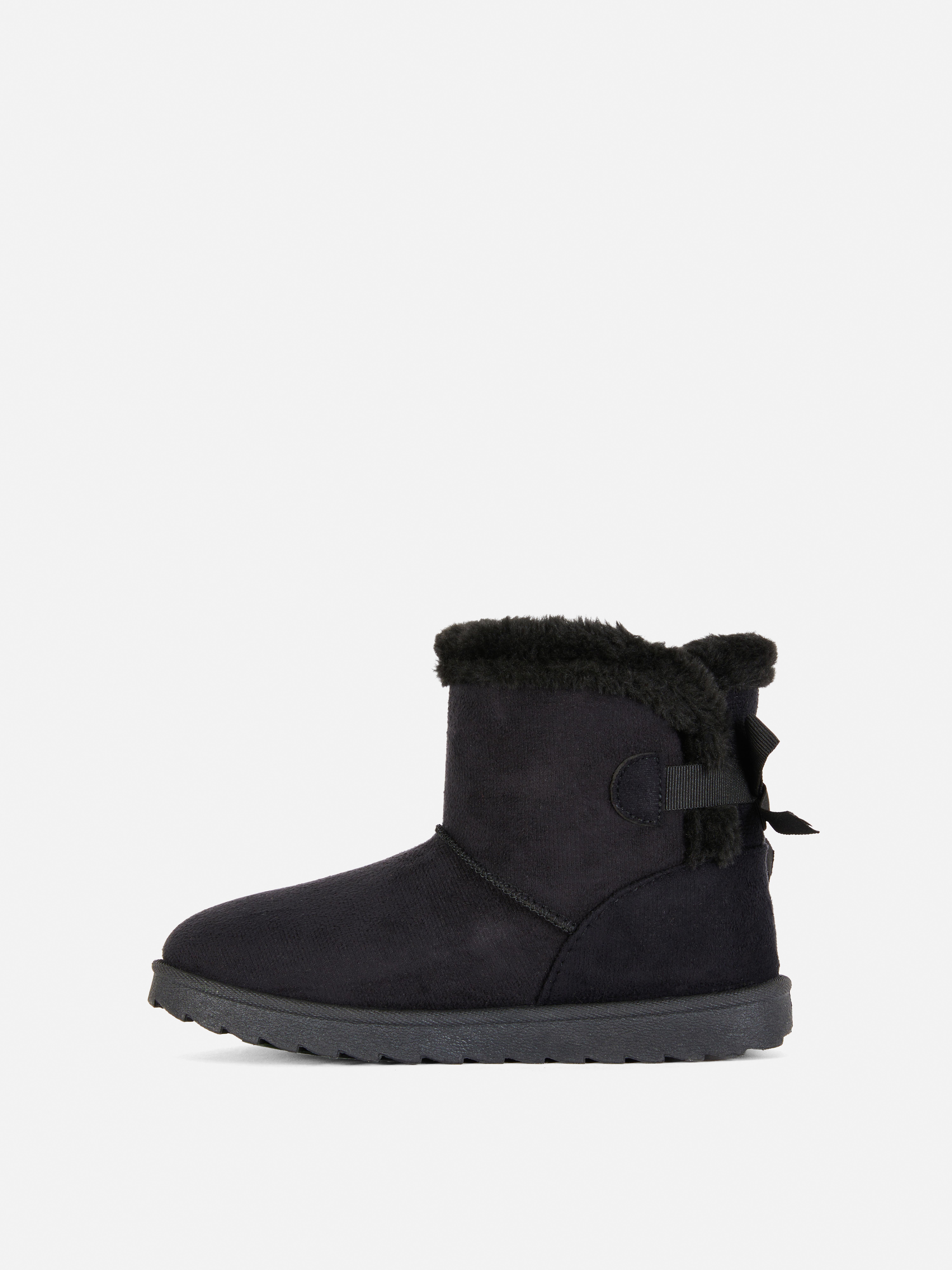 Bow Faux Fur Trim Ankle Boots