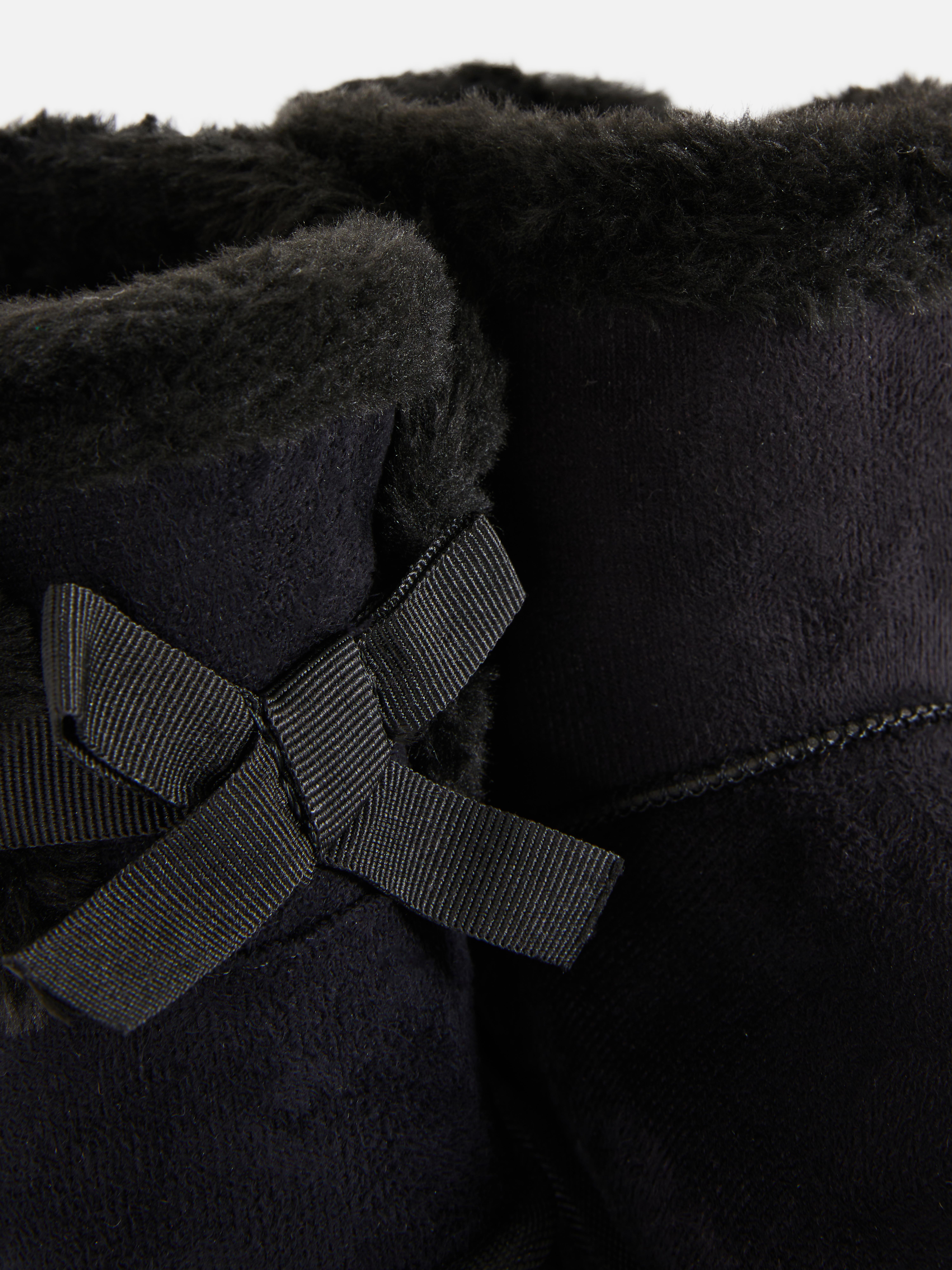 Bow Faux Fur Trim Ankle Boots