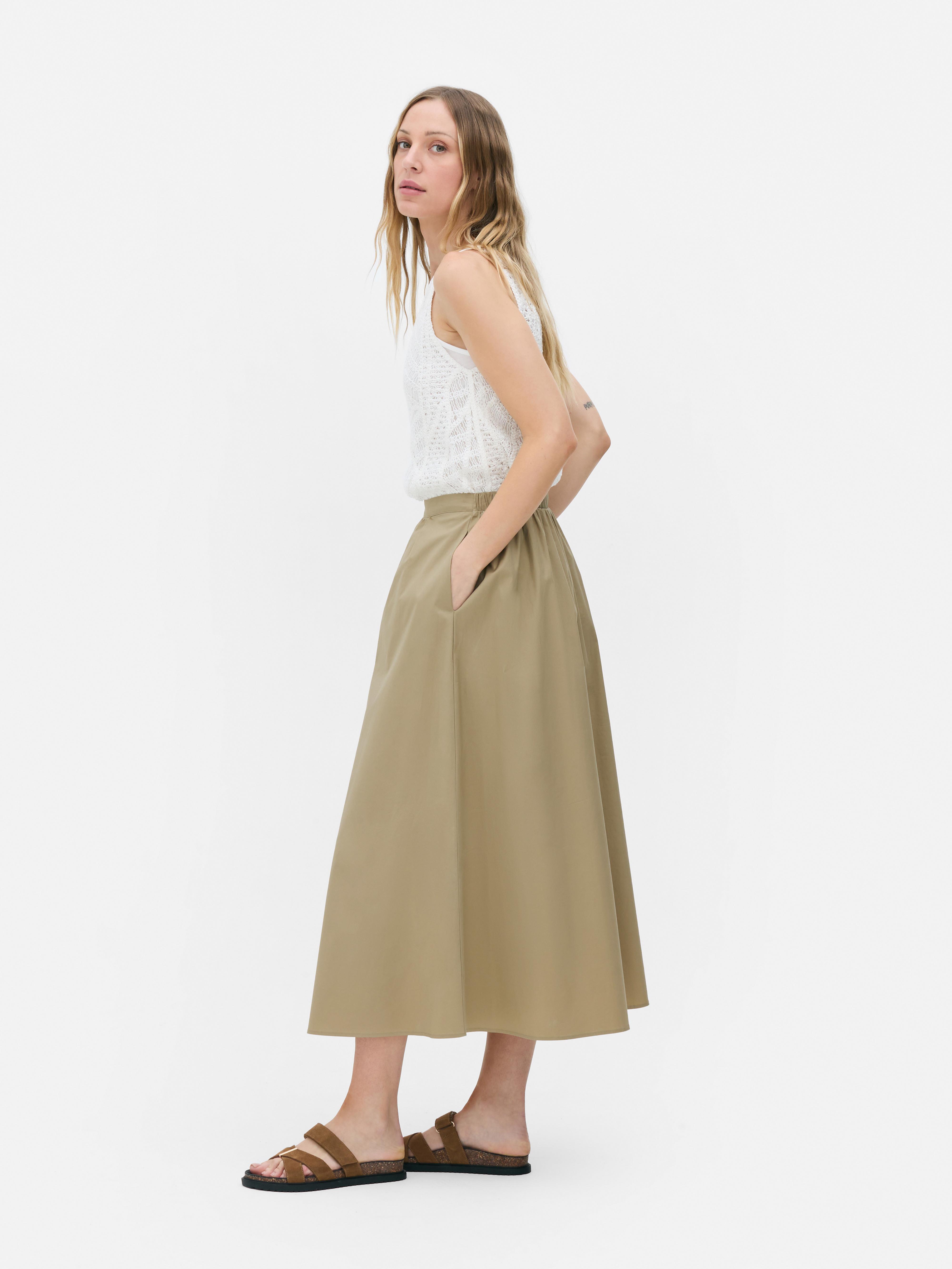 The Edit Midi Poplin Skirt