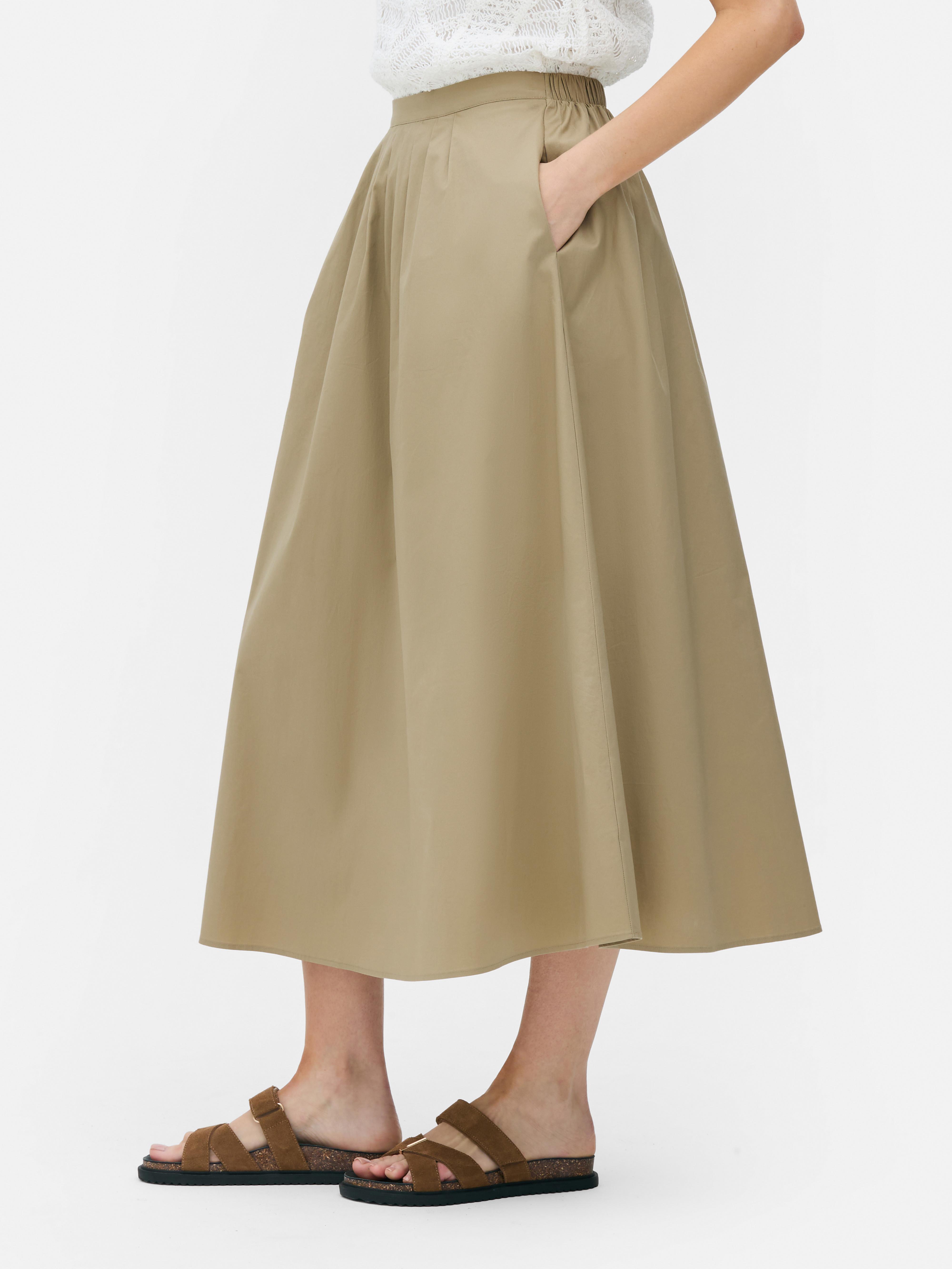 Women's Natural The Edit Midi Poplin Skirt | Primark