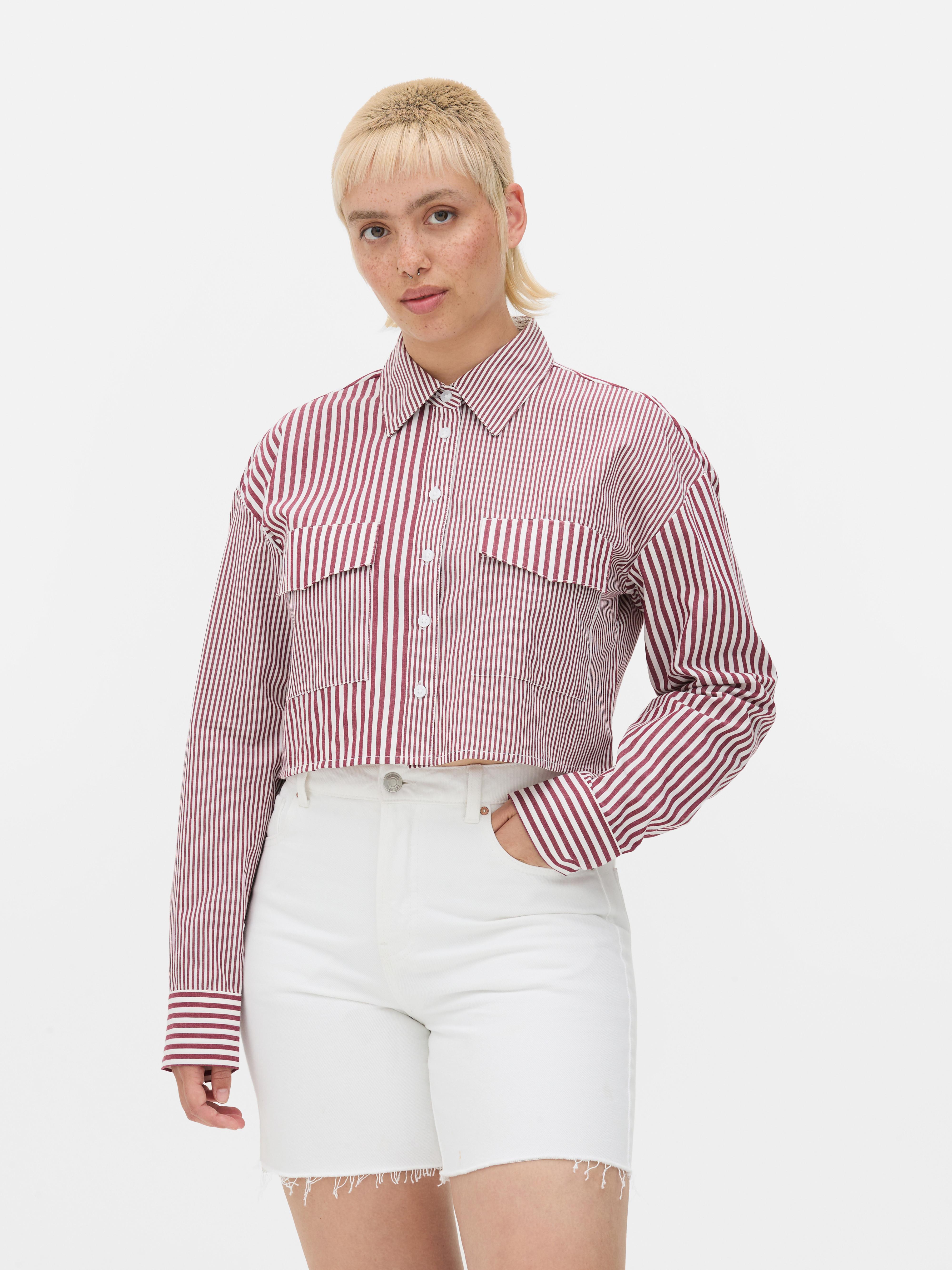 Camisa utilitária riscas curta