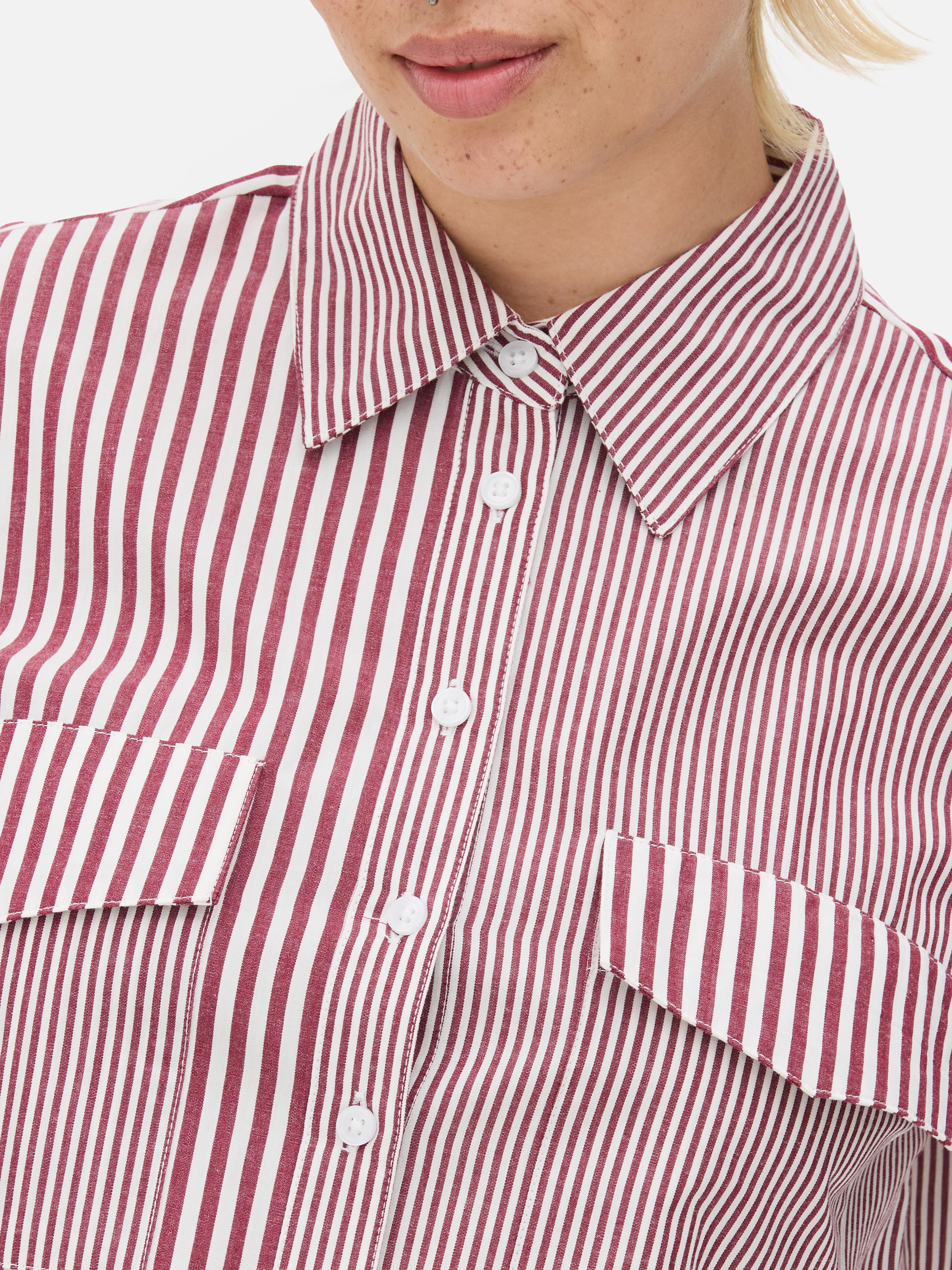 Camisa utilitária riscas curta