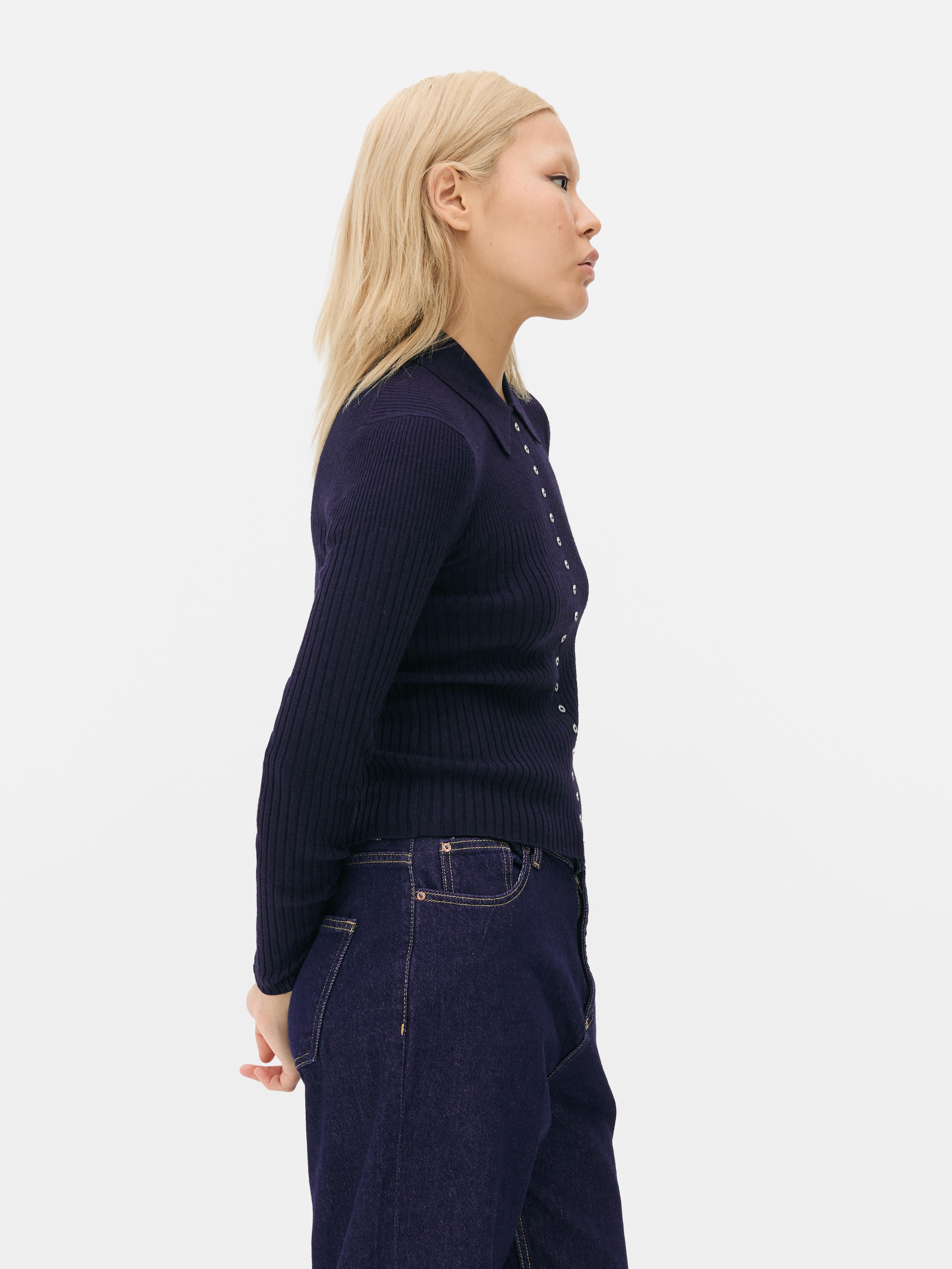 Gilet côtelé boutonné avec col