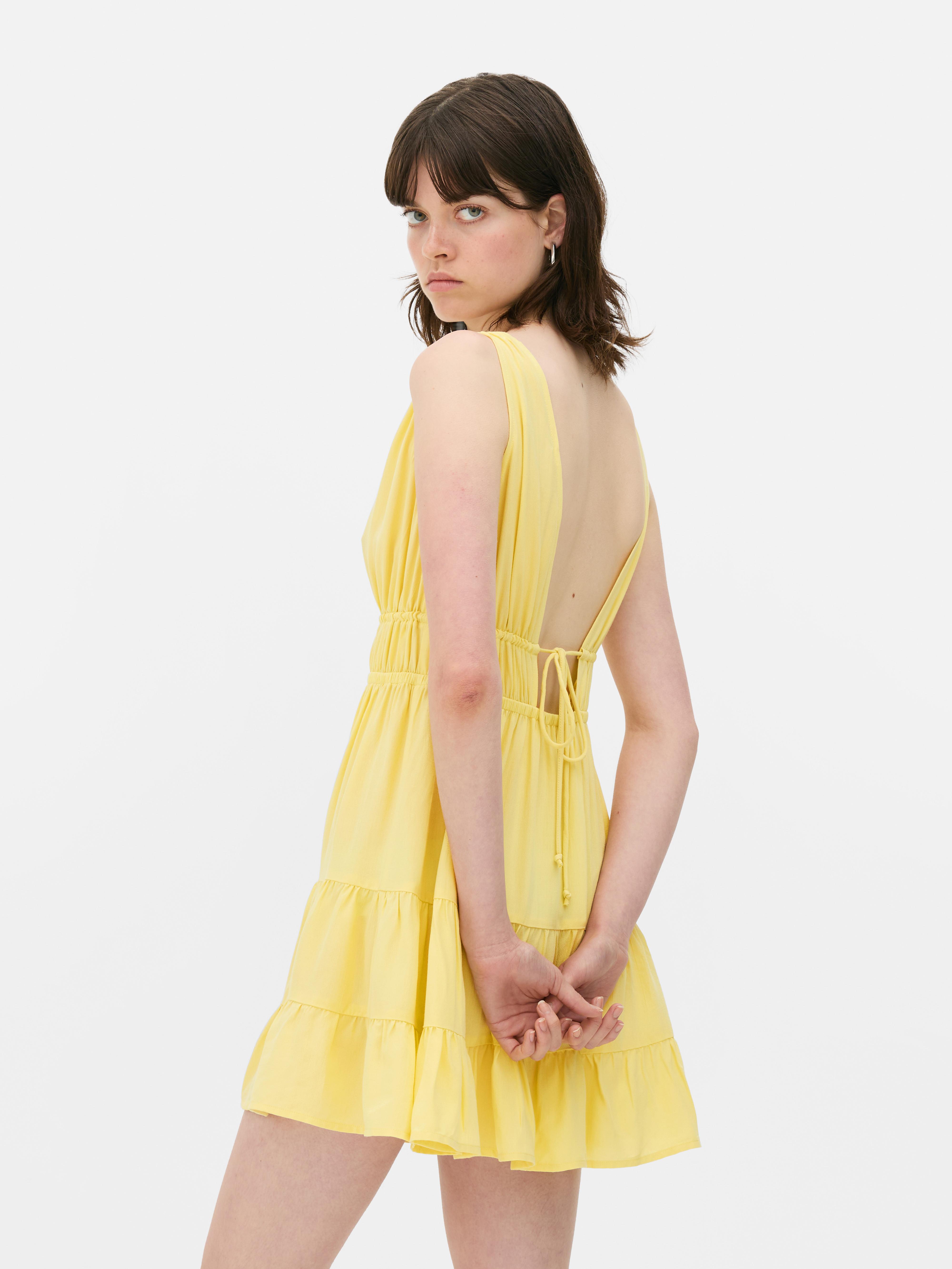 V-Neck Crepe Mini Dress