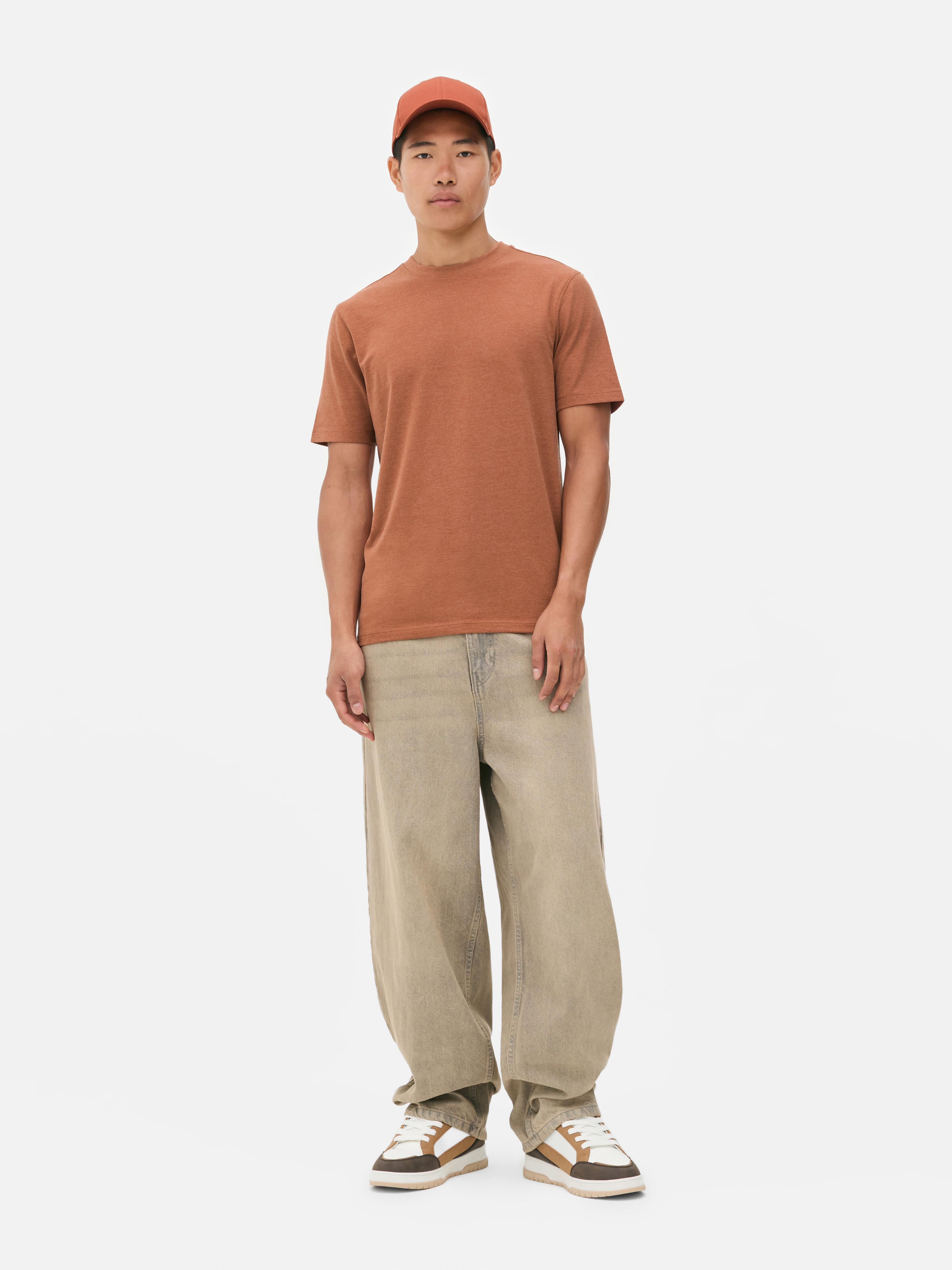 Camiseta de manga corta y corte entallado Naranja oscuro