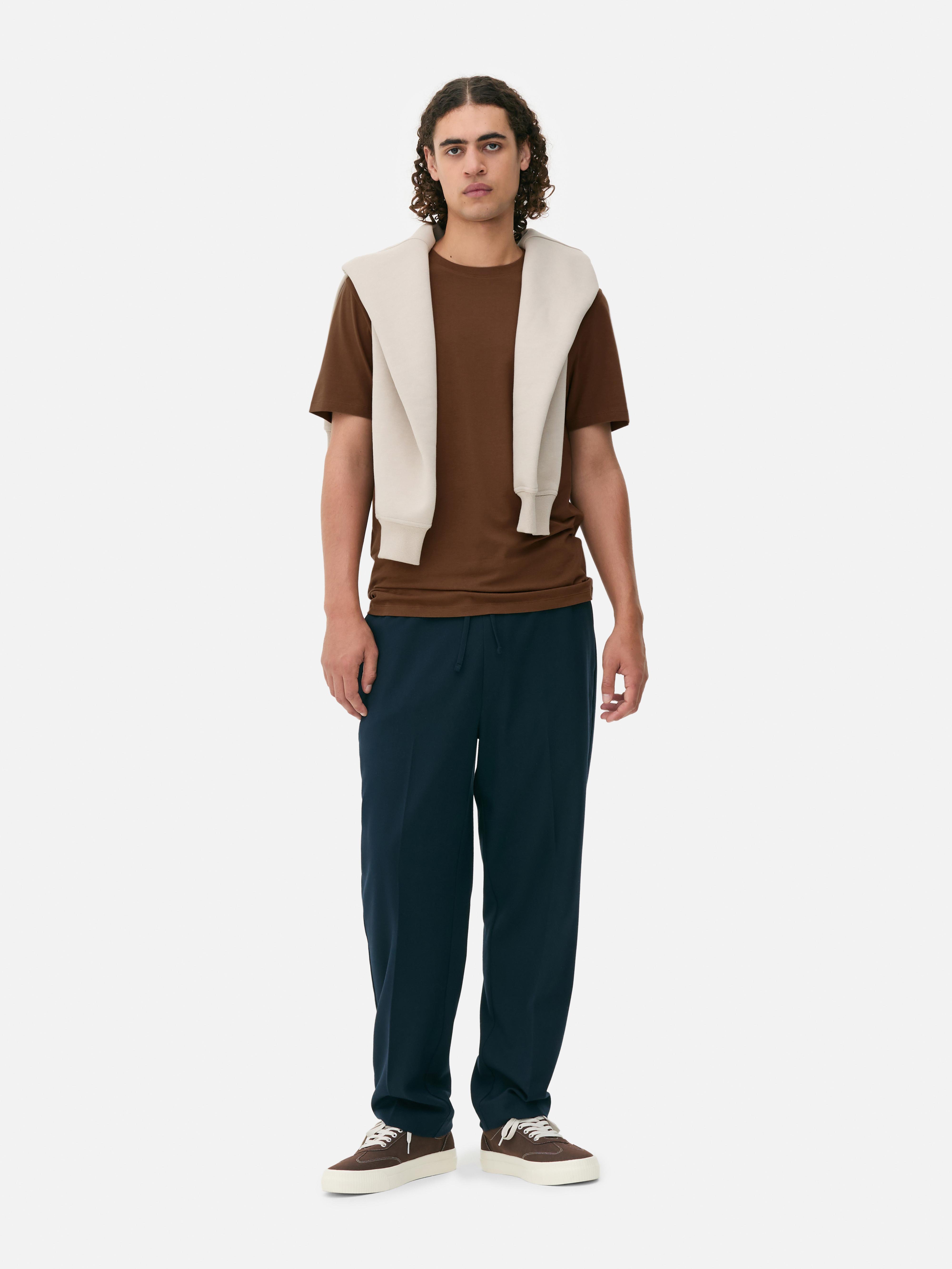 Slimfit T-shirt met korte mouwen Bruin