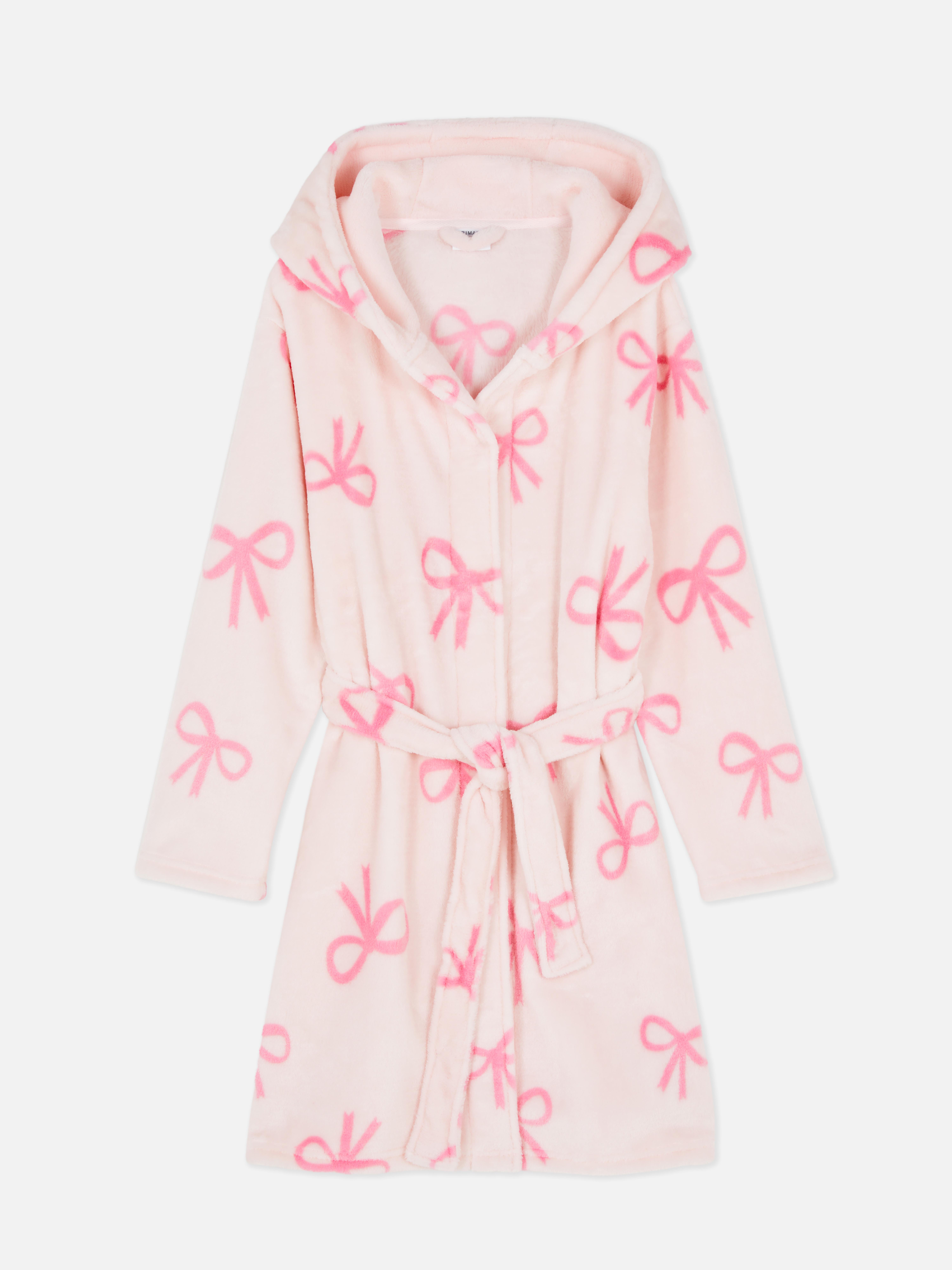 Peignoir à capuche moelleux avec nœud