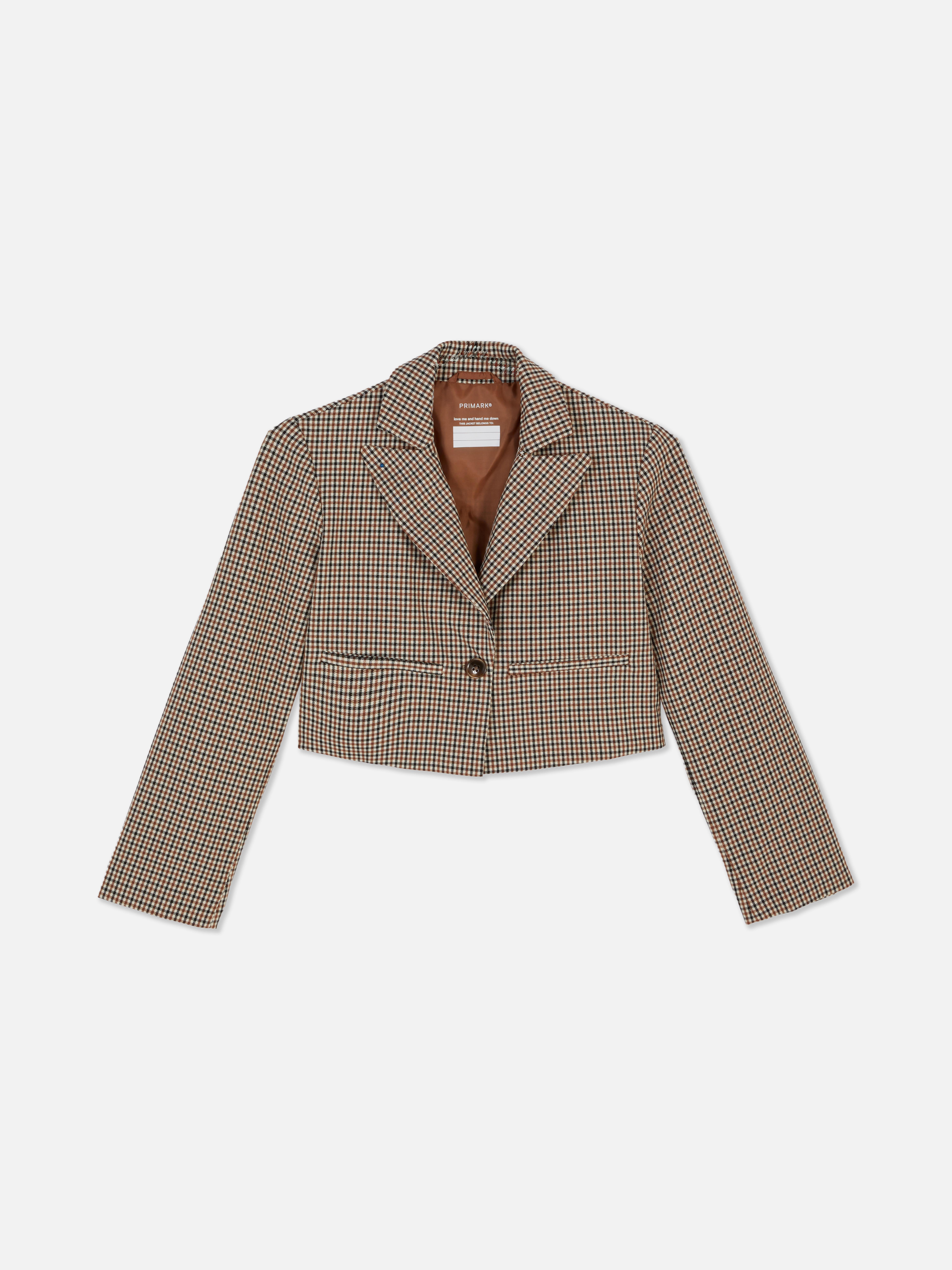 Blazer corto monopetto a quadri