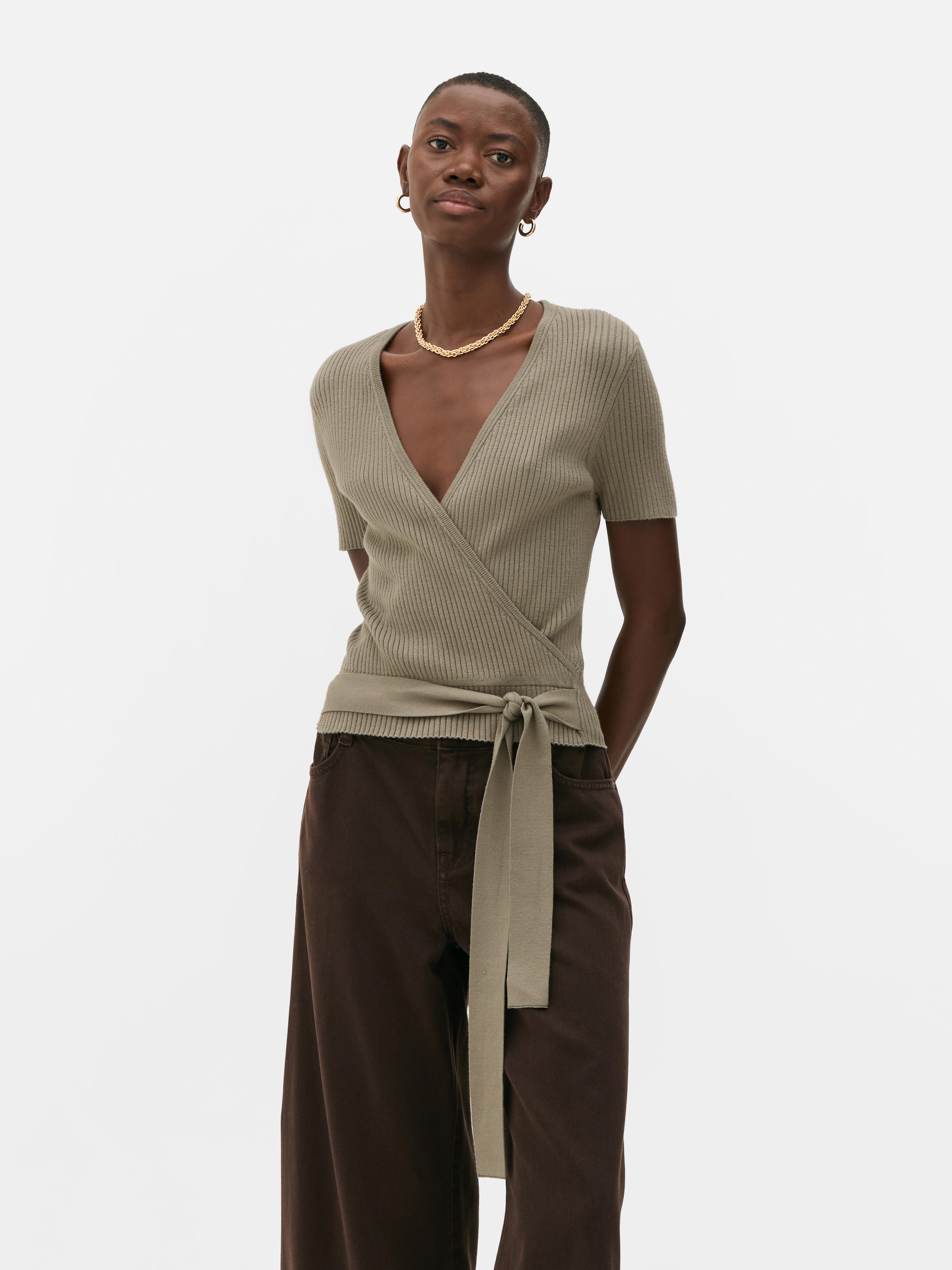 Ribbed Wrap Top