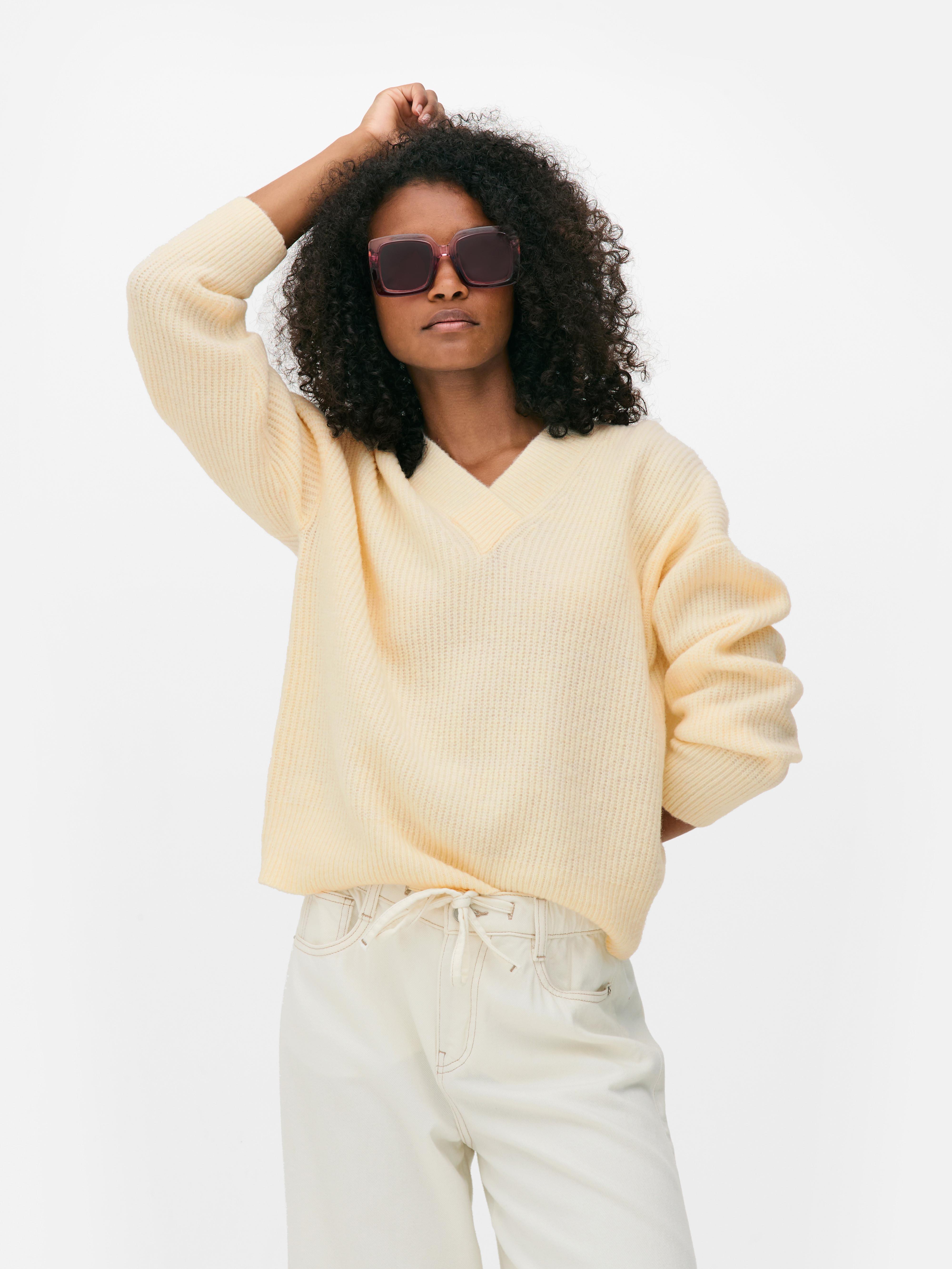 Ribbed V-Neck Sweater