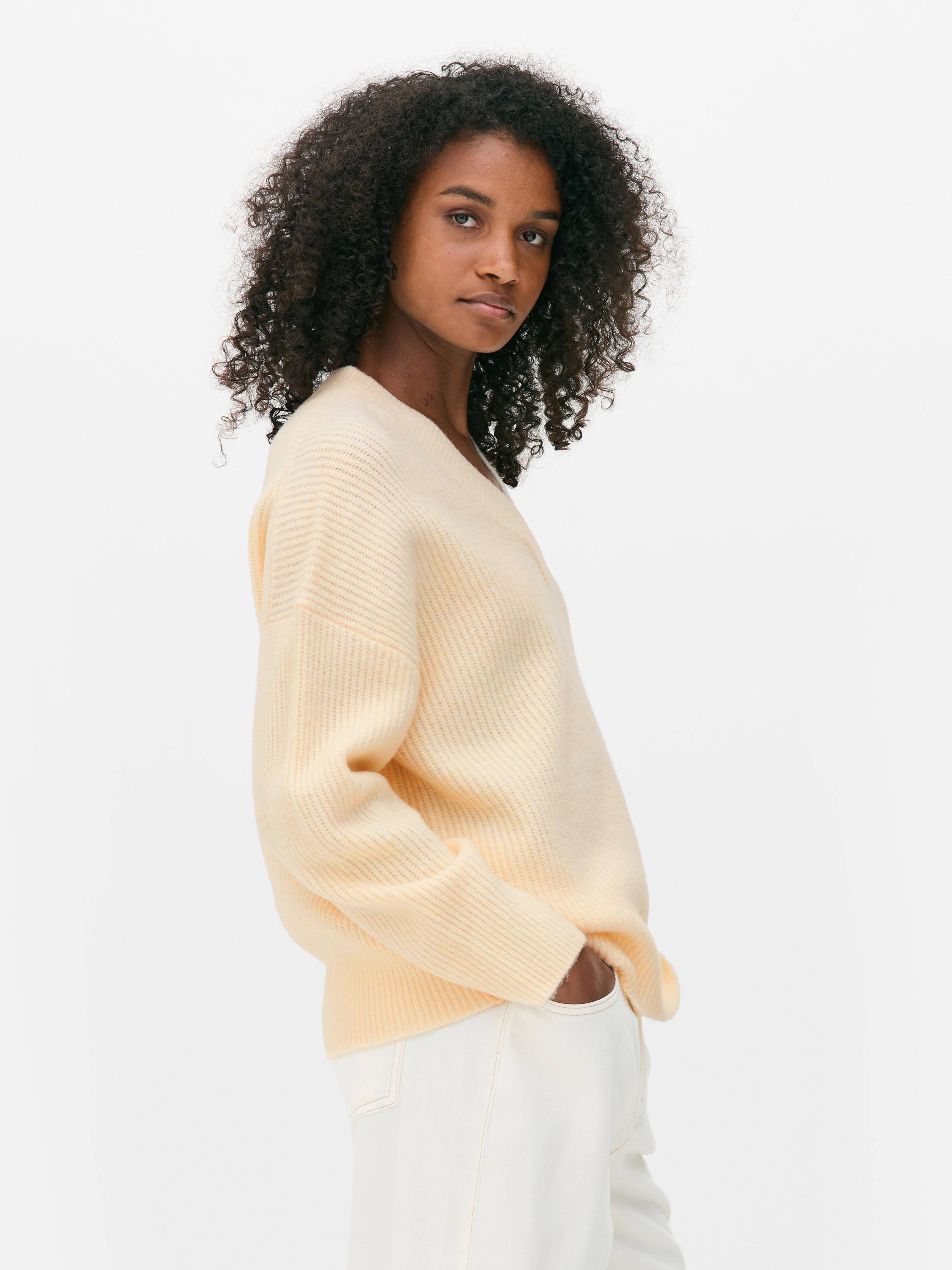 Ribbed V-Neck Sweater