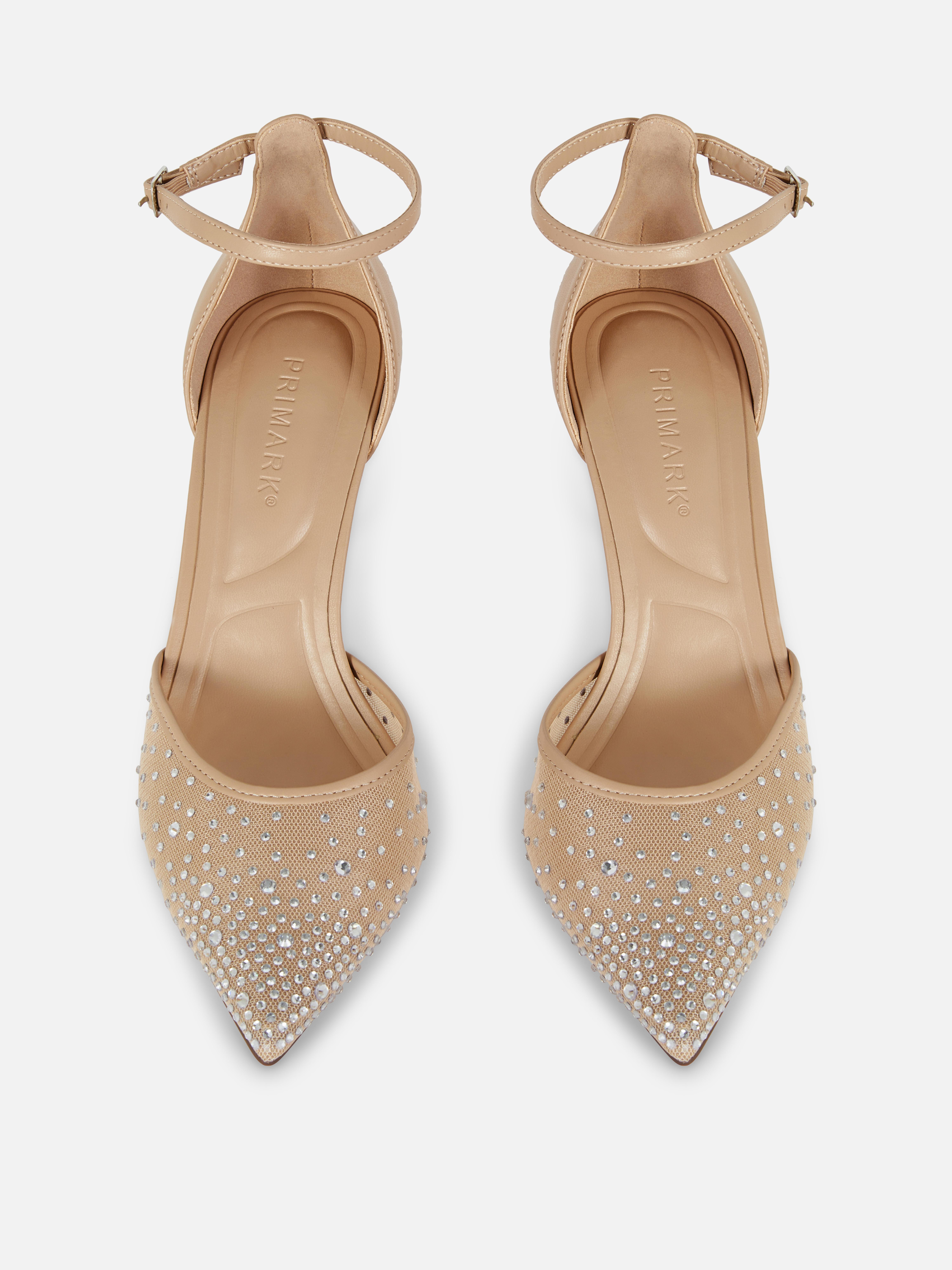 Diamanté Mesh Pointed Court Shoes