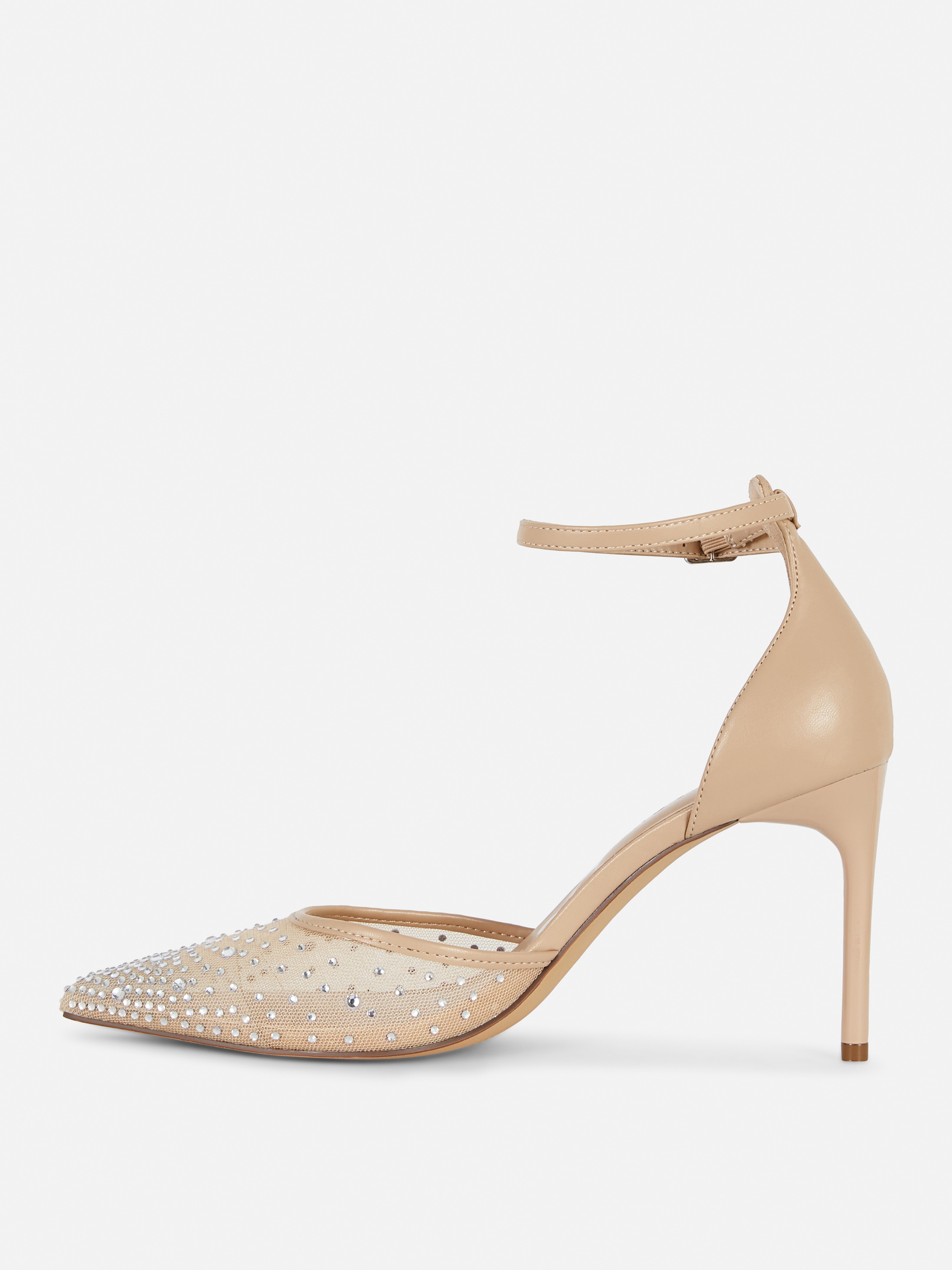 Diamanté Mesh Pointed Court Shoes