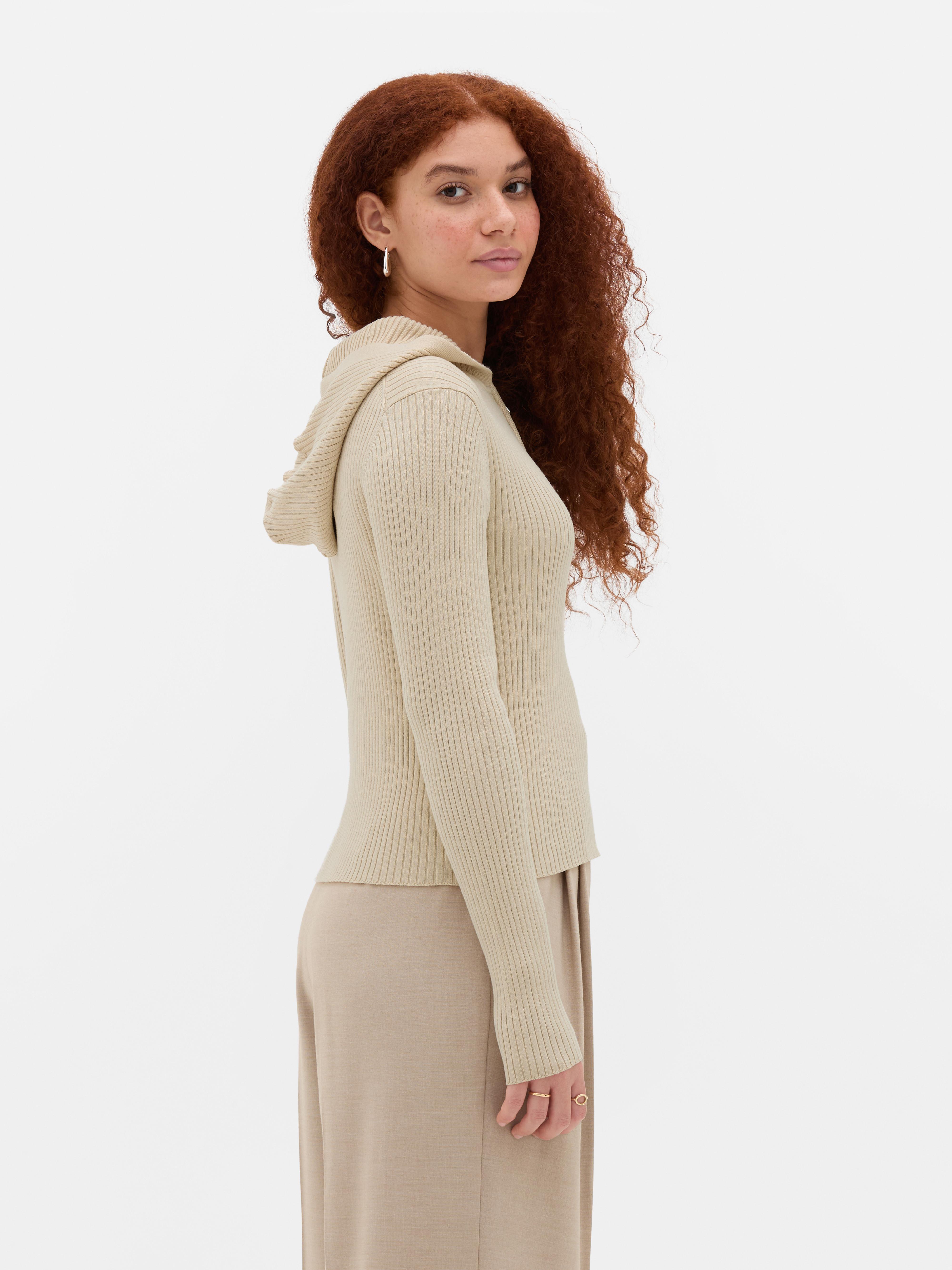 Ribbed Half-Zip Hoodie
