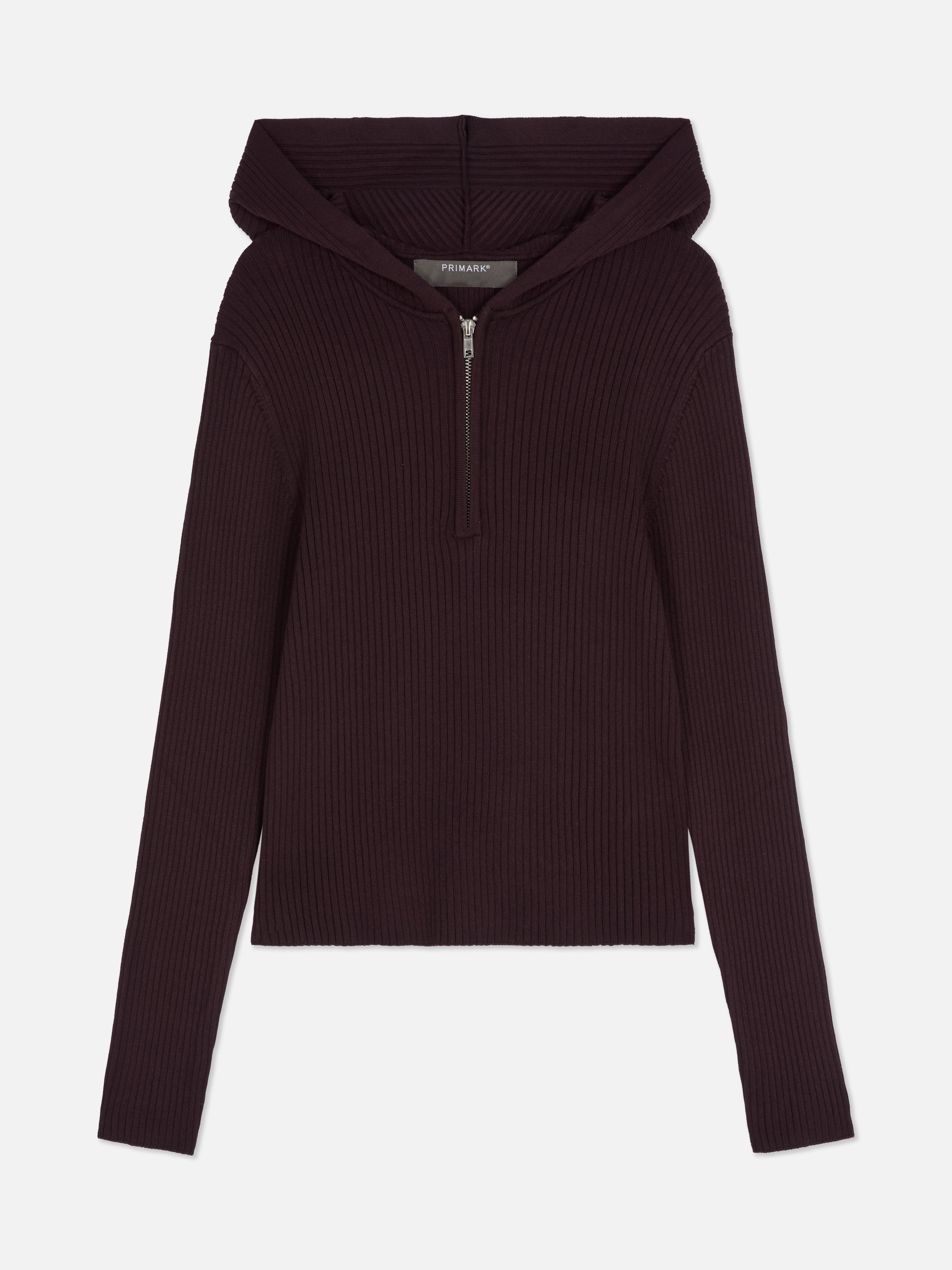 Ribbed Half-Zip Hoodie