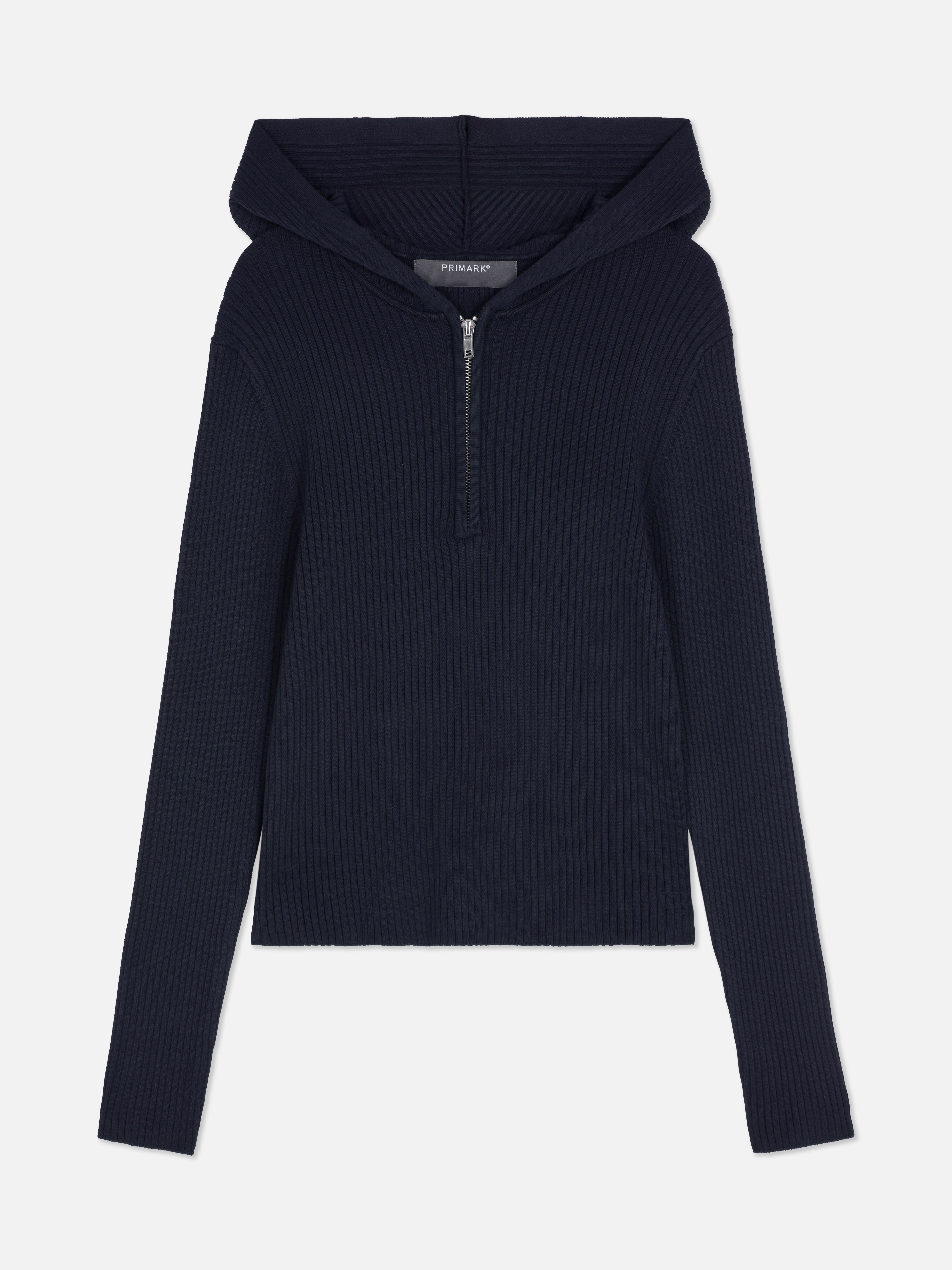 Ribbed Half-Zip Hoodie