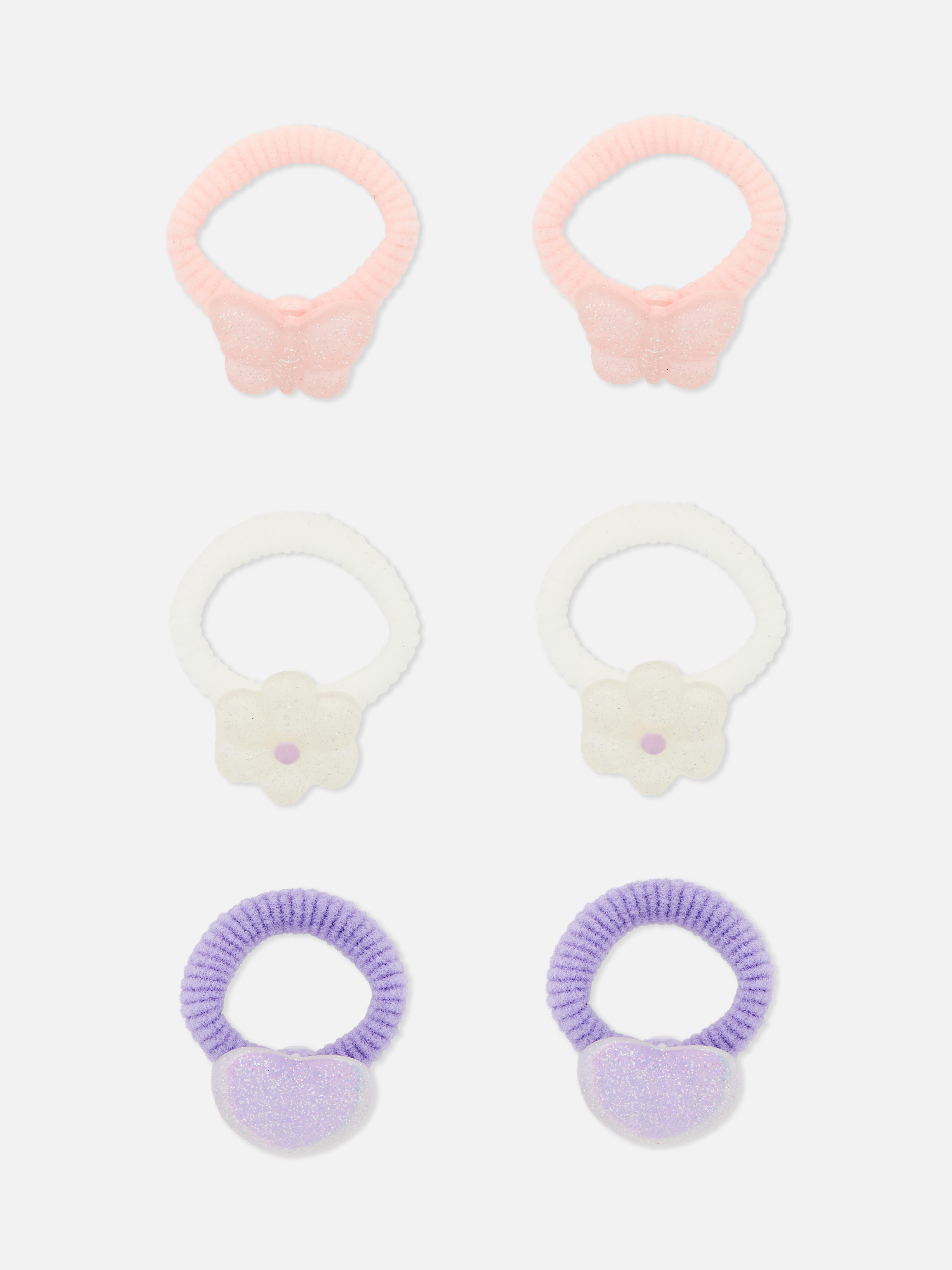6pk Glitter Charm Hair Bands