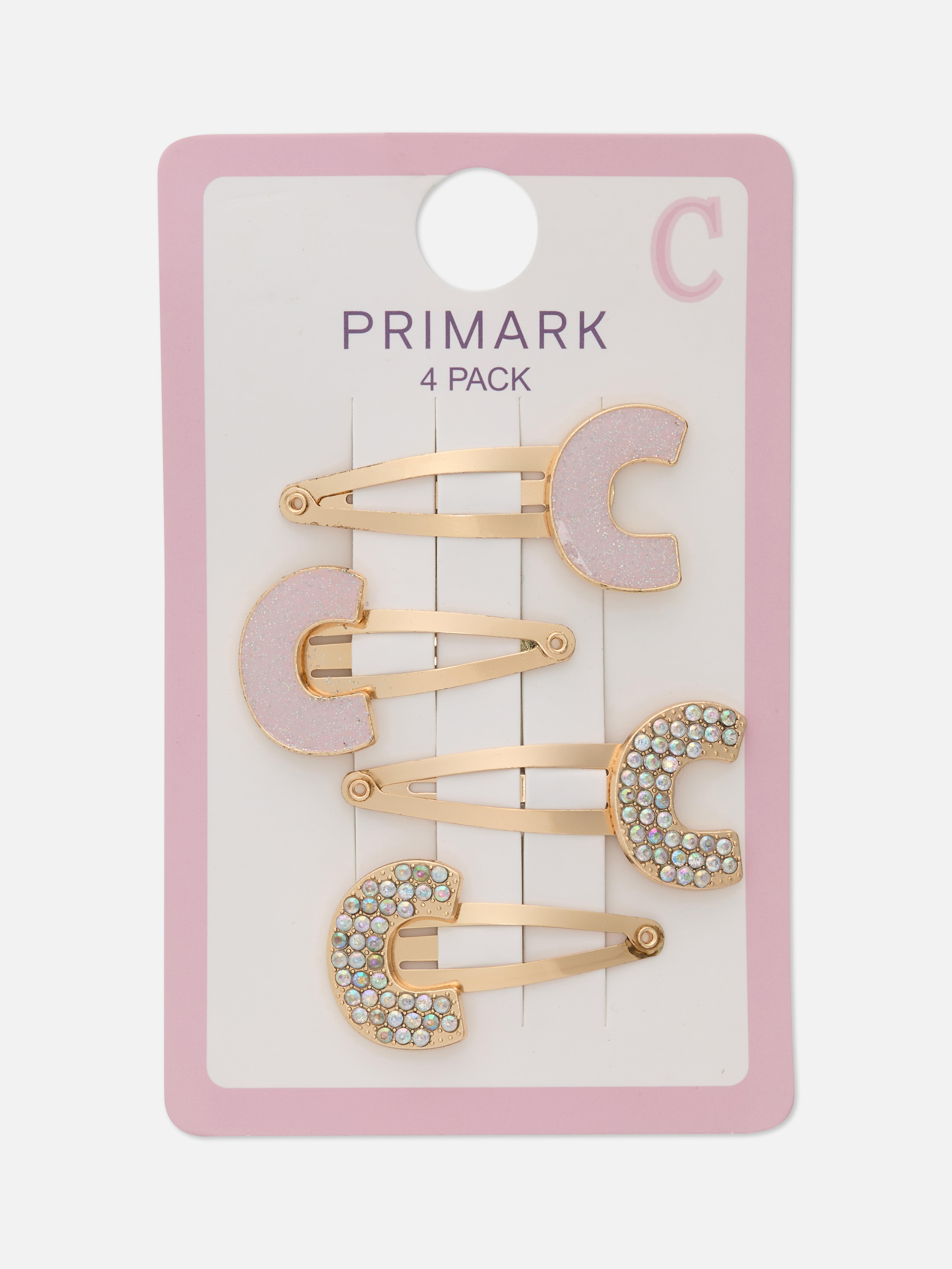 Lot de 4 barrettes à initiale