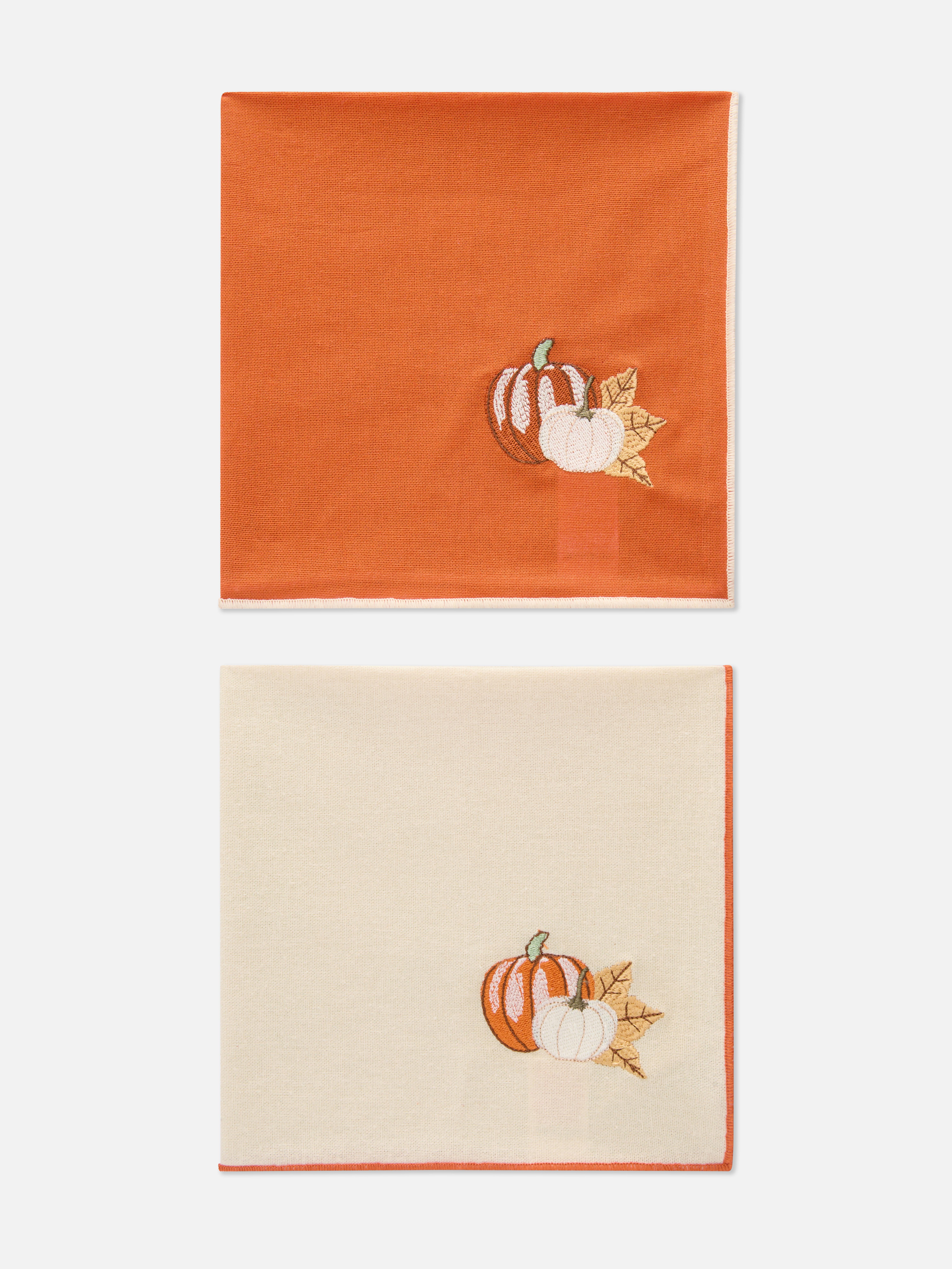 Pack de 2 servilletas con calabazas bordadas