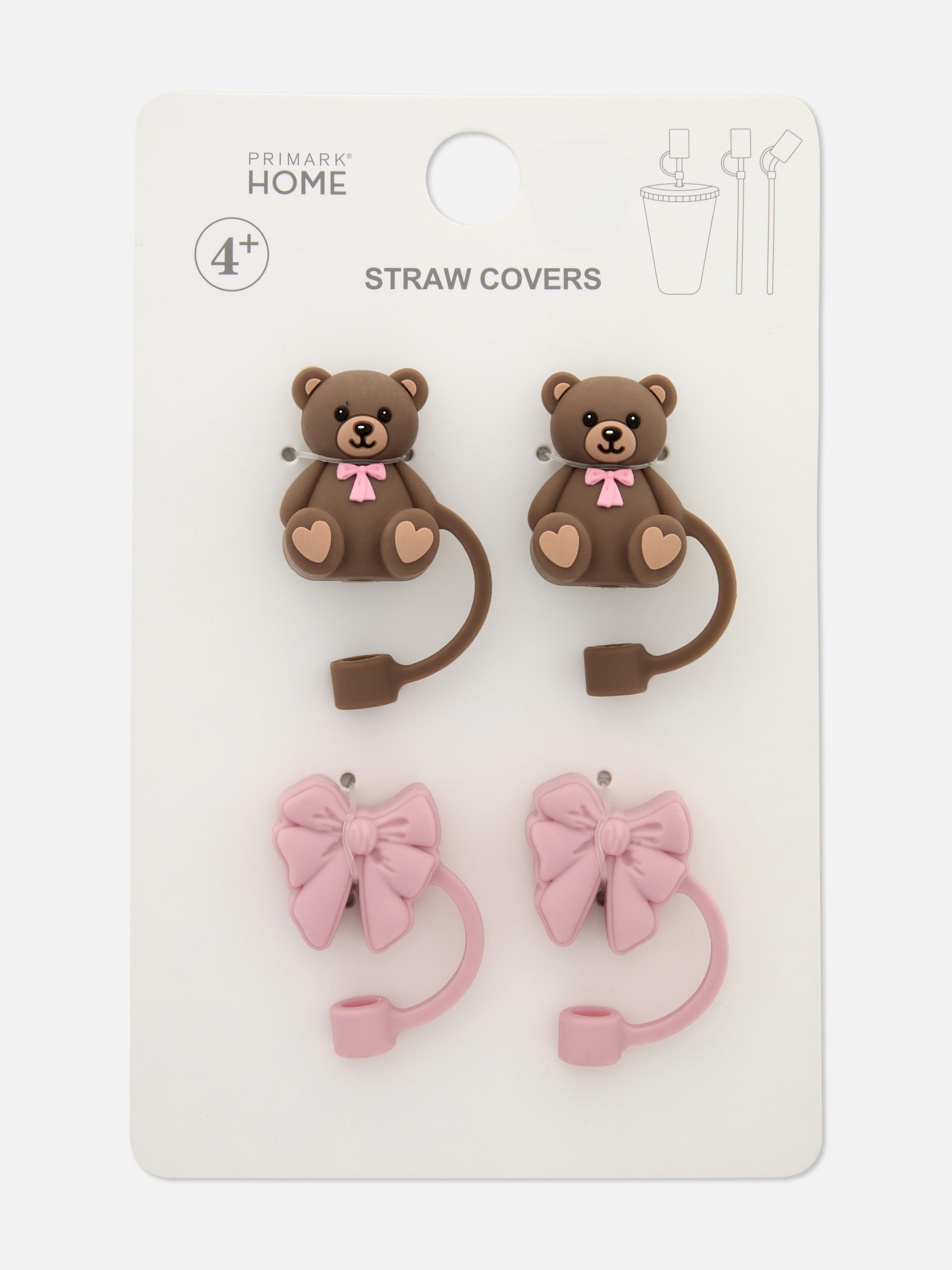 Pack de 4 adornos para pajitas con osos y lazos