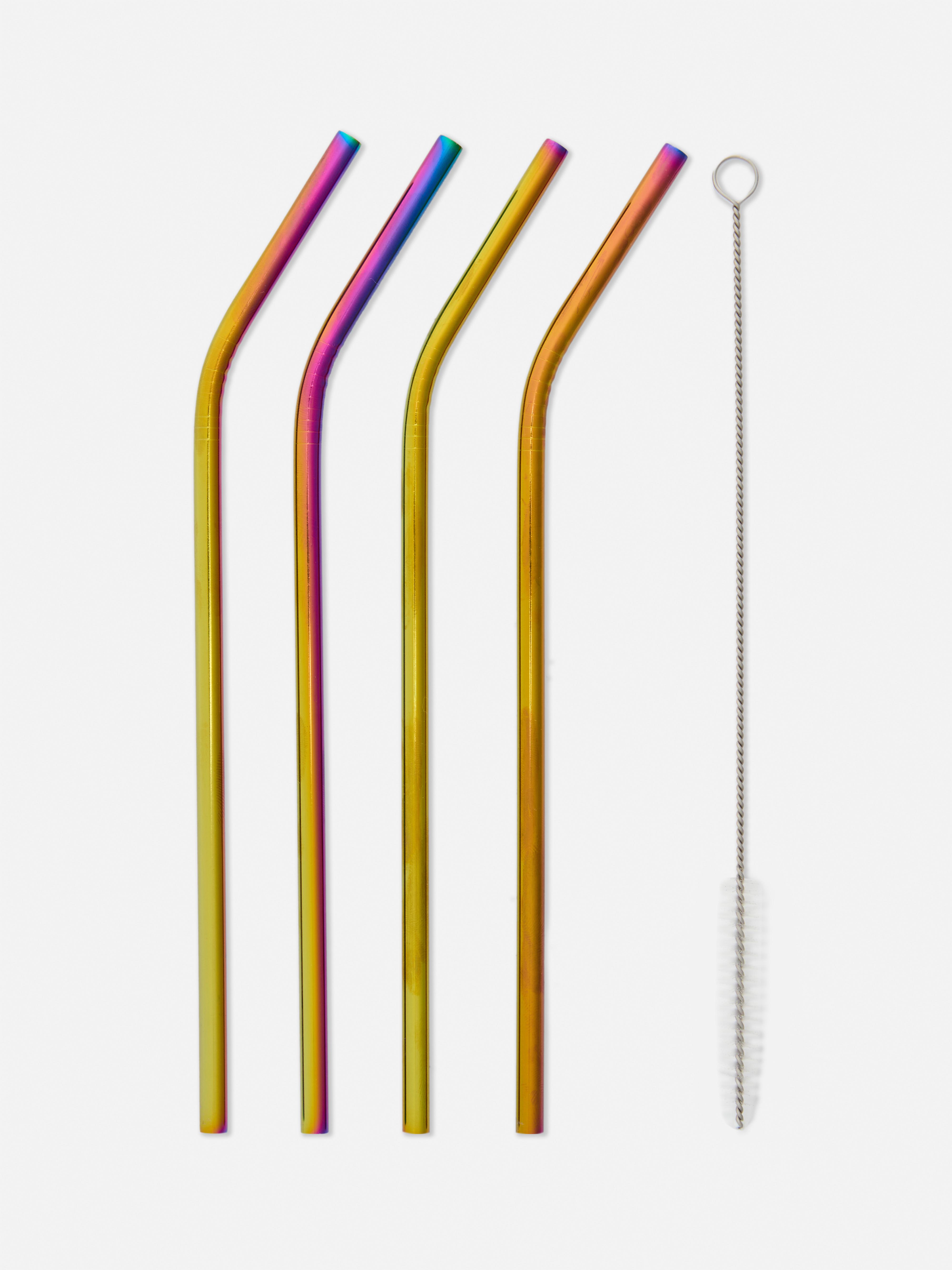 Lot de 4 pailles dégradées en acier inoxydable