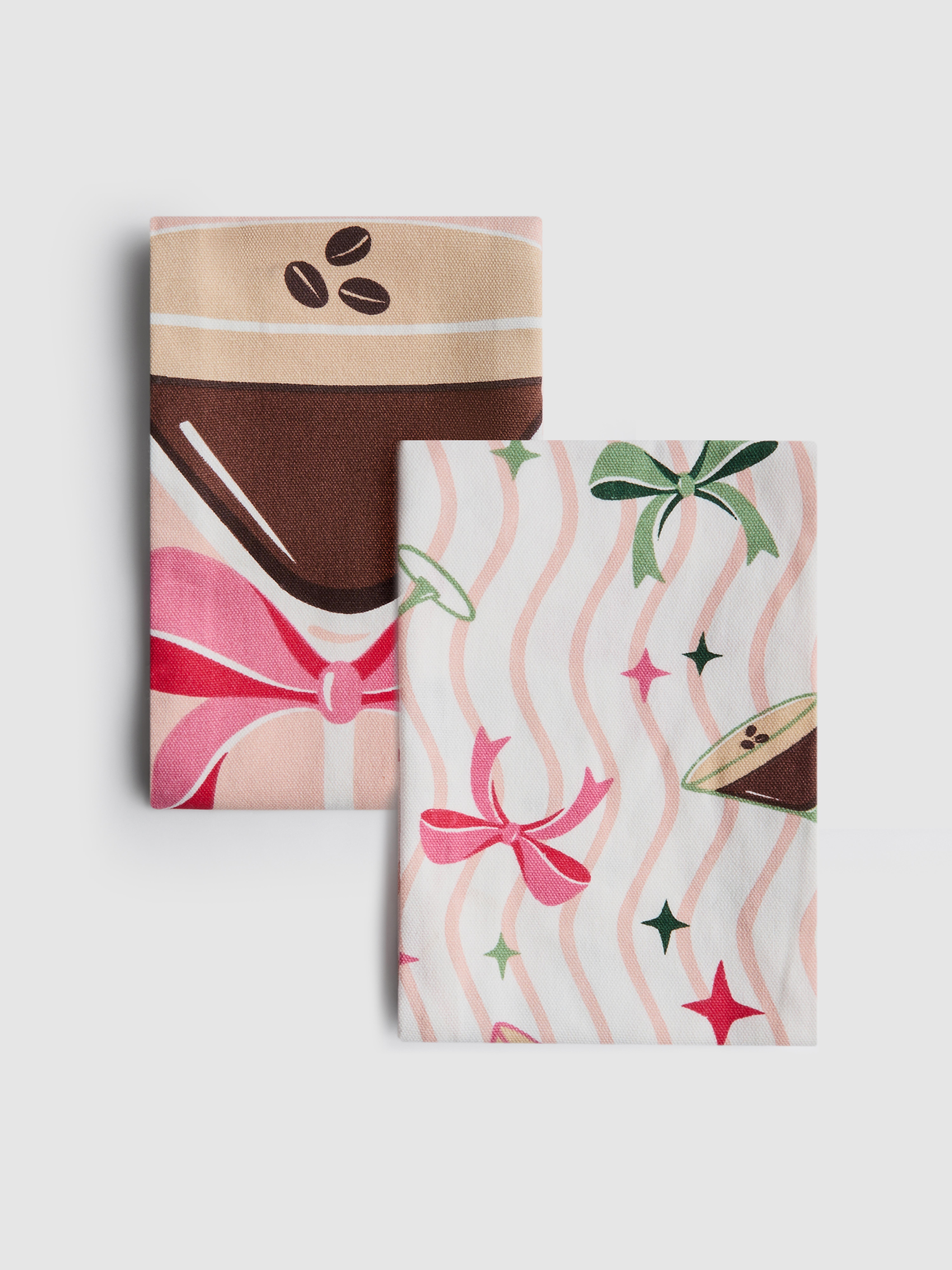 Theedoeken met patroon, set van 2