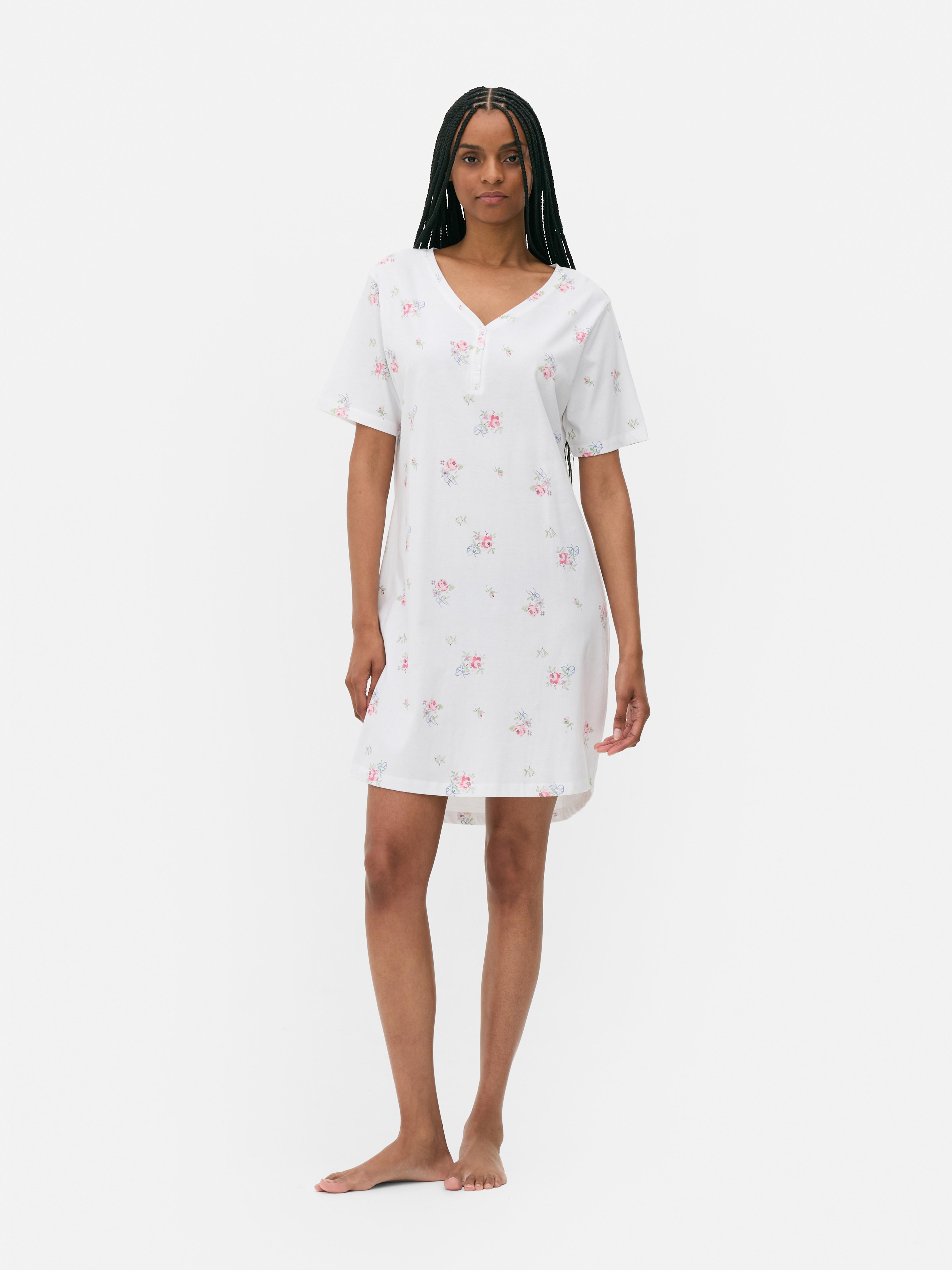 Printed V-Neck Night Dress