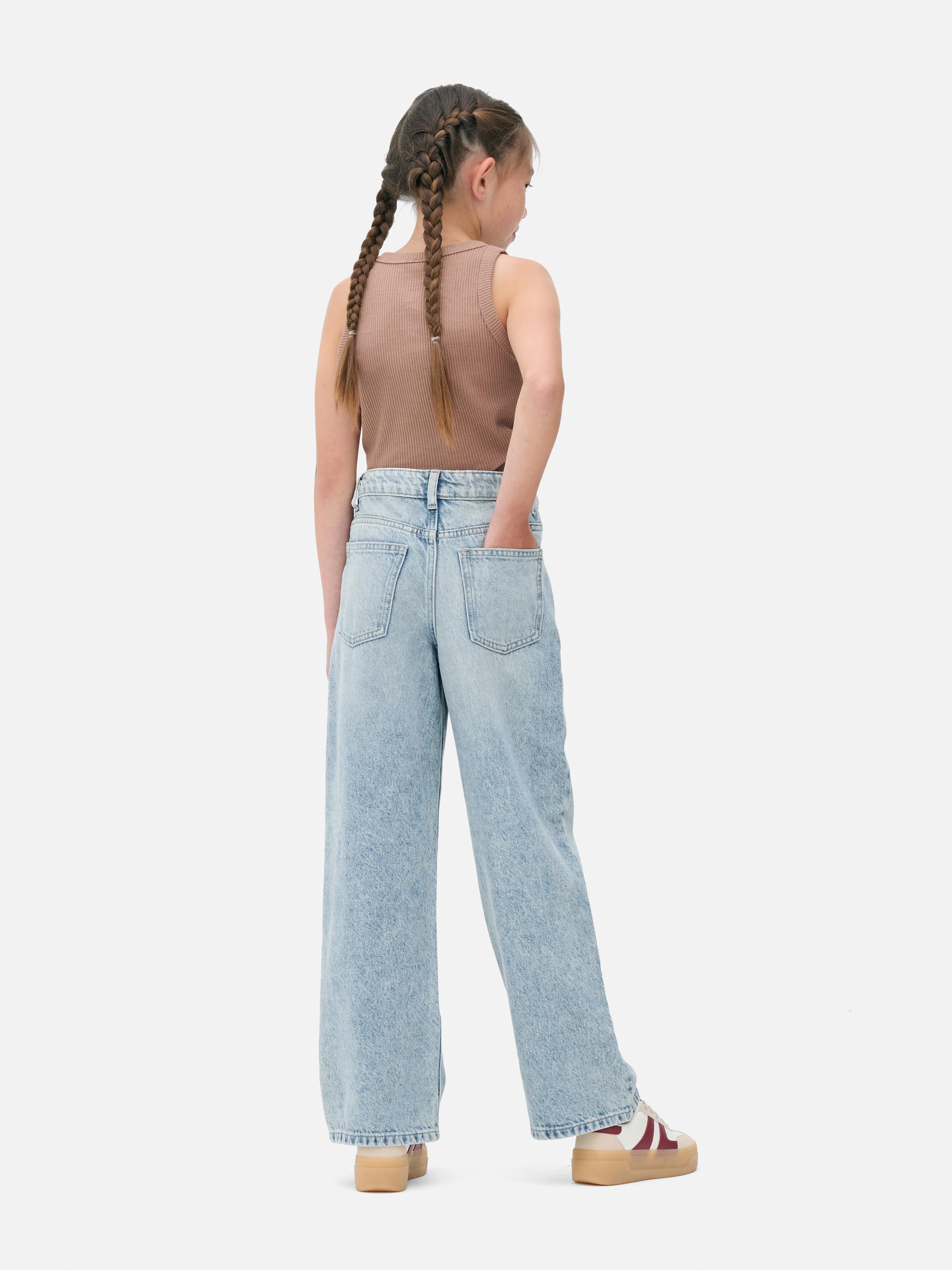 7-15 jr | Jeans met gekruiste taille en wijde pijpen